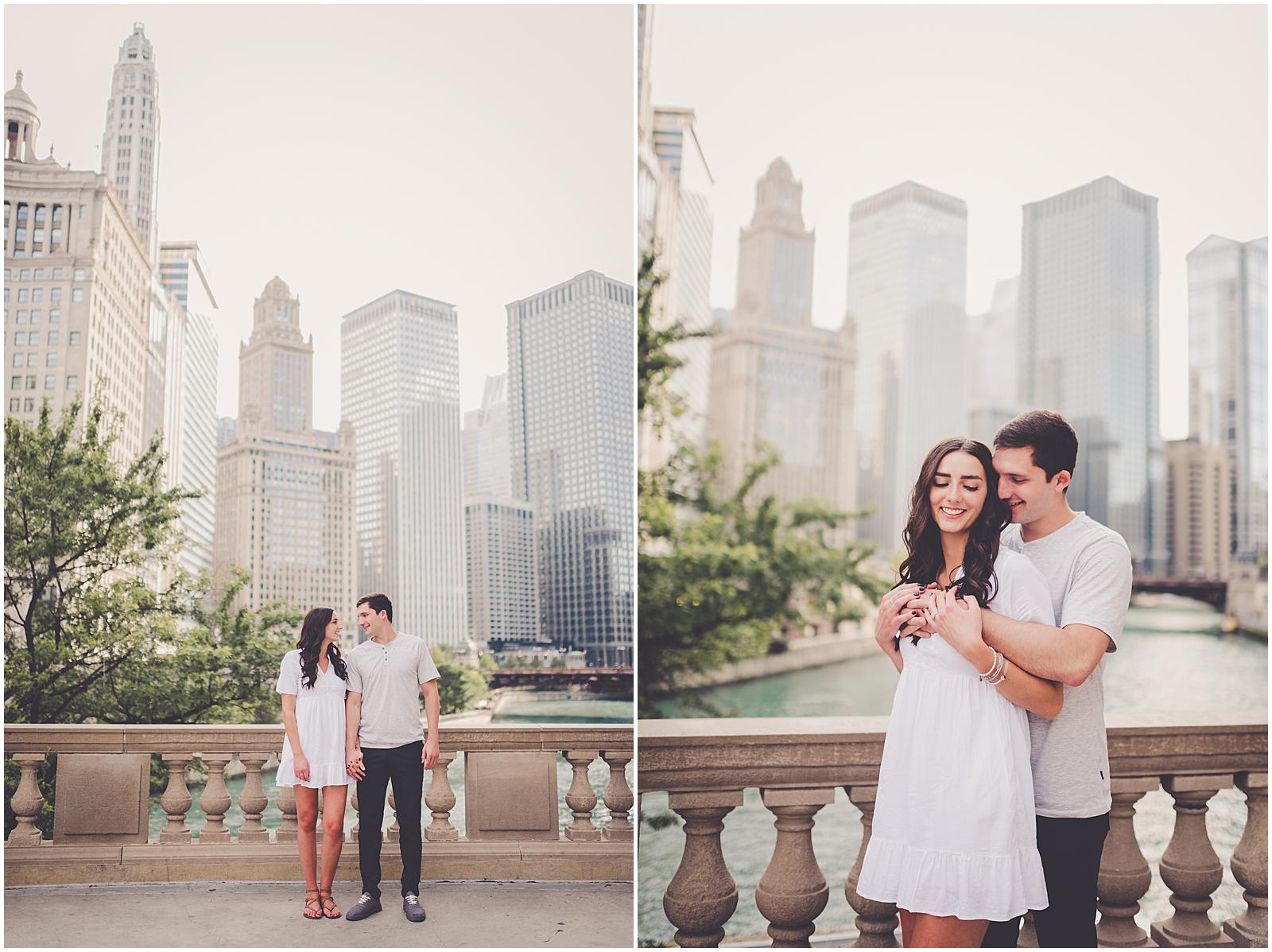 Kait and David's downtown Chicago skyline engagement session in Chicago, IL with Chicagoland wedding photographer Kara Evans Photographer.