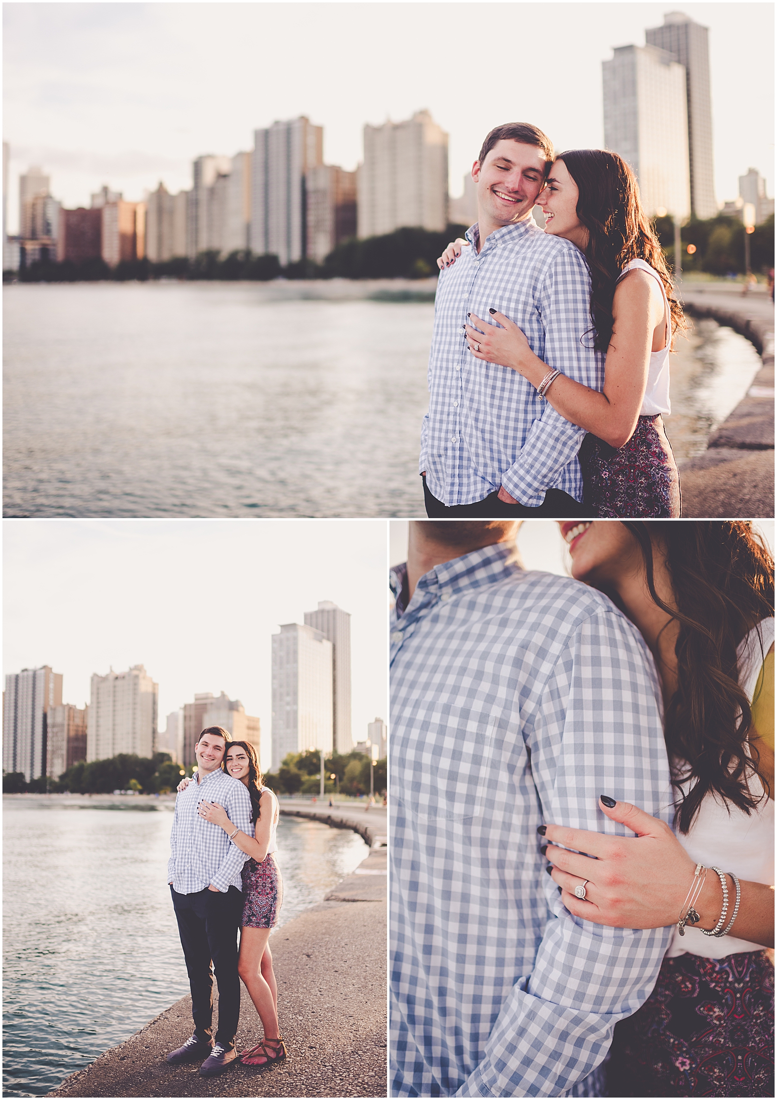 Kait and David's downtown Chicago skyline engagement session in Chicago, IL with Chicagoland wedding photographer Kara Evans Photographer.