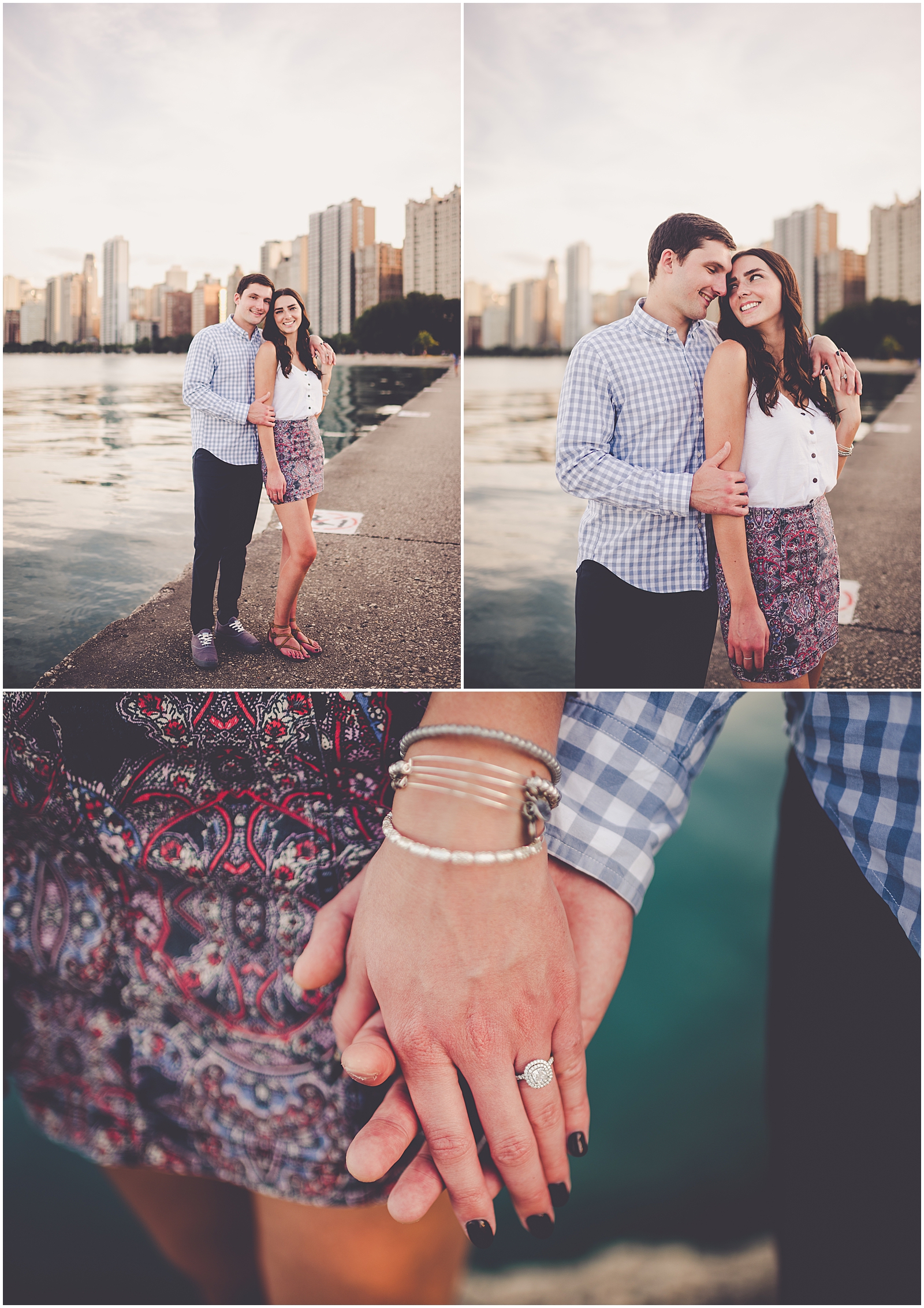 Kait and David's downtown Chicago skyline engagement session in Chicago, IL with Chicagoland wedding photographer Kara Evans Photographer.