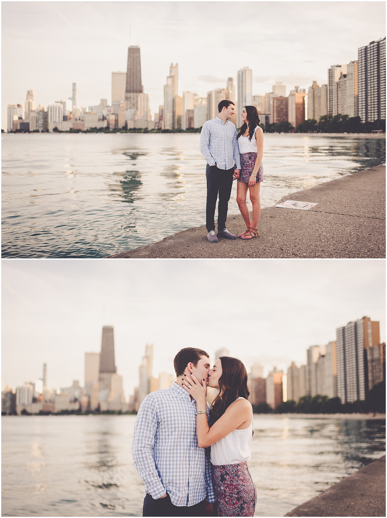 Kait and David's downtown Chicago skyline engagement session in Chicago, IL with Chicagoland wedding photographer Kara Evans Photographer.