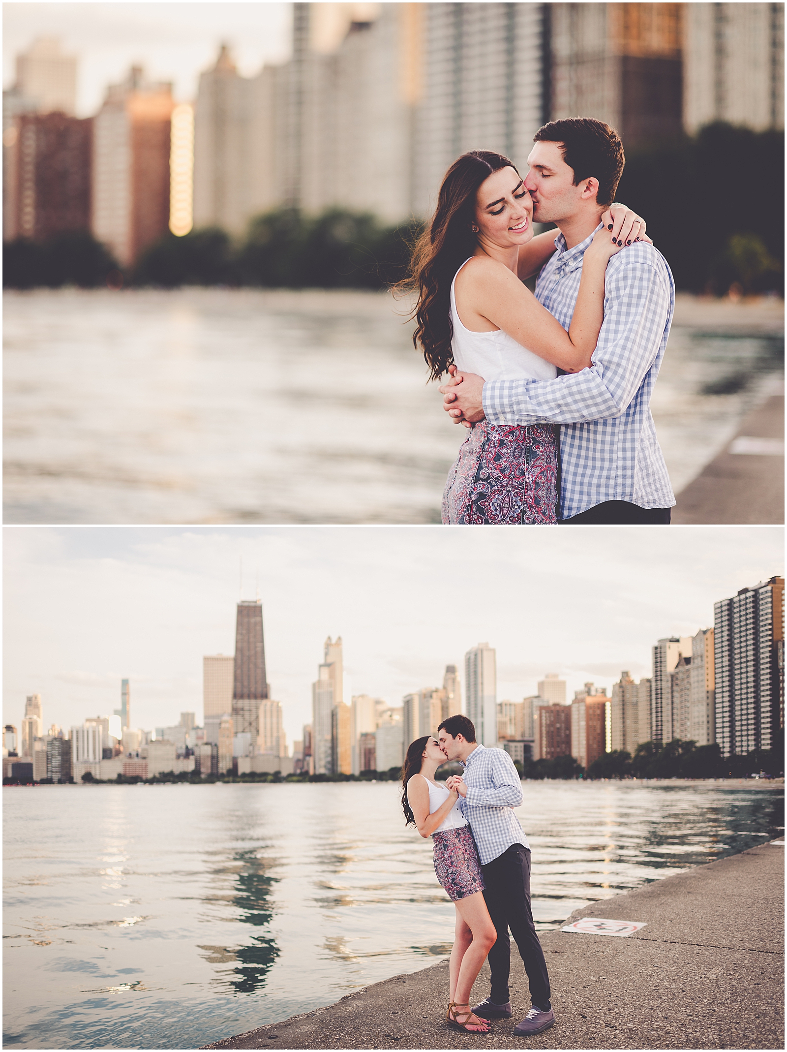 Kait and David's downtown Chicago skyline engagement session in Chicago, IL with Chicagoland wedding photographer Kara Evans Photographer.