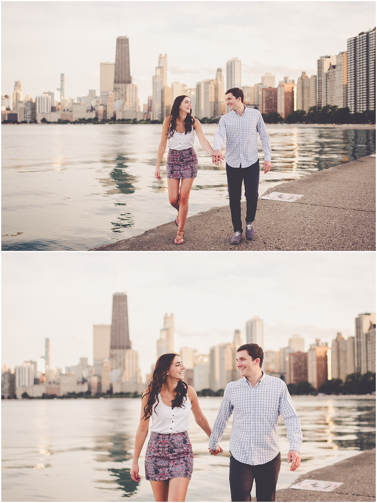 Kait and David's downtown Chicago skyline engagement session in Chicago, IL with Chicagoland wedding photographer Kara Evans Photographer.