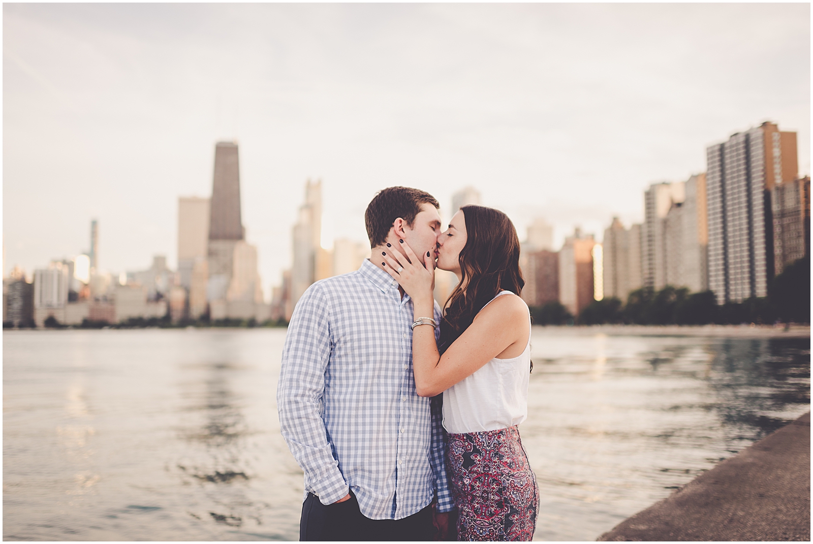 Kait and David's downtown Chicago skyline engagement session in Chicago, IL with Chicagoland wedding photographer Kara Evans Photographer.