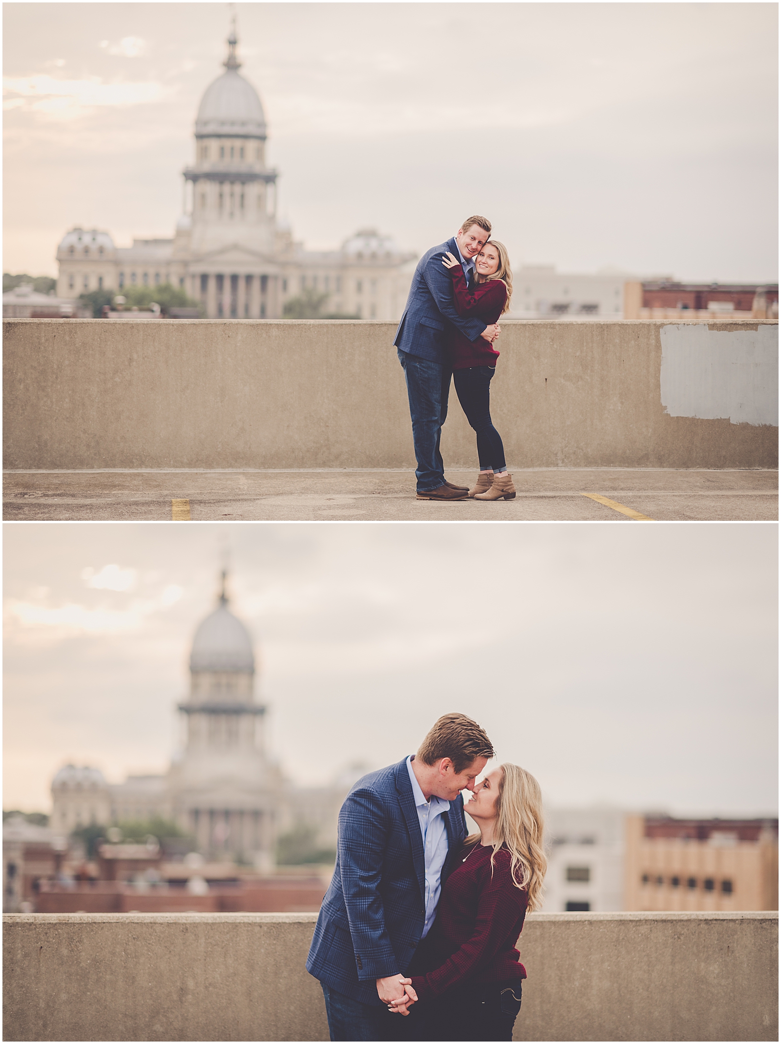 Erin and Matt's downtown Springfield engagement session in Springfield, IL with Chicagoland wedding photographer Kara Evans Photographer.