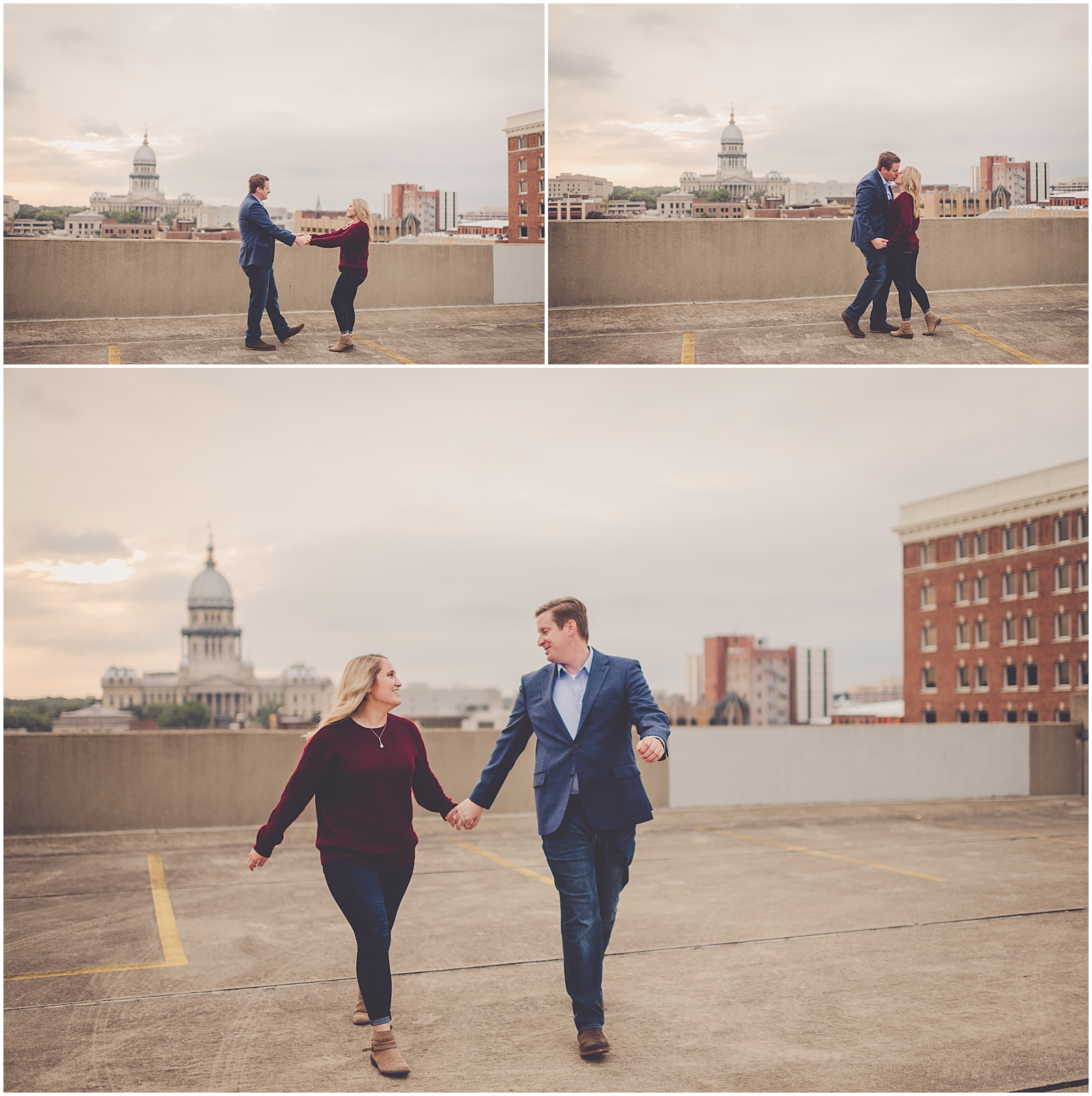 Erin and Matt's downtown Springfield engagement session in Springfield, IL with Chicagoland wedding photographer Kara Evans Photographer.