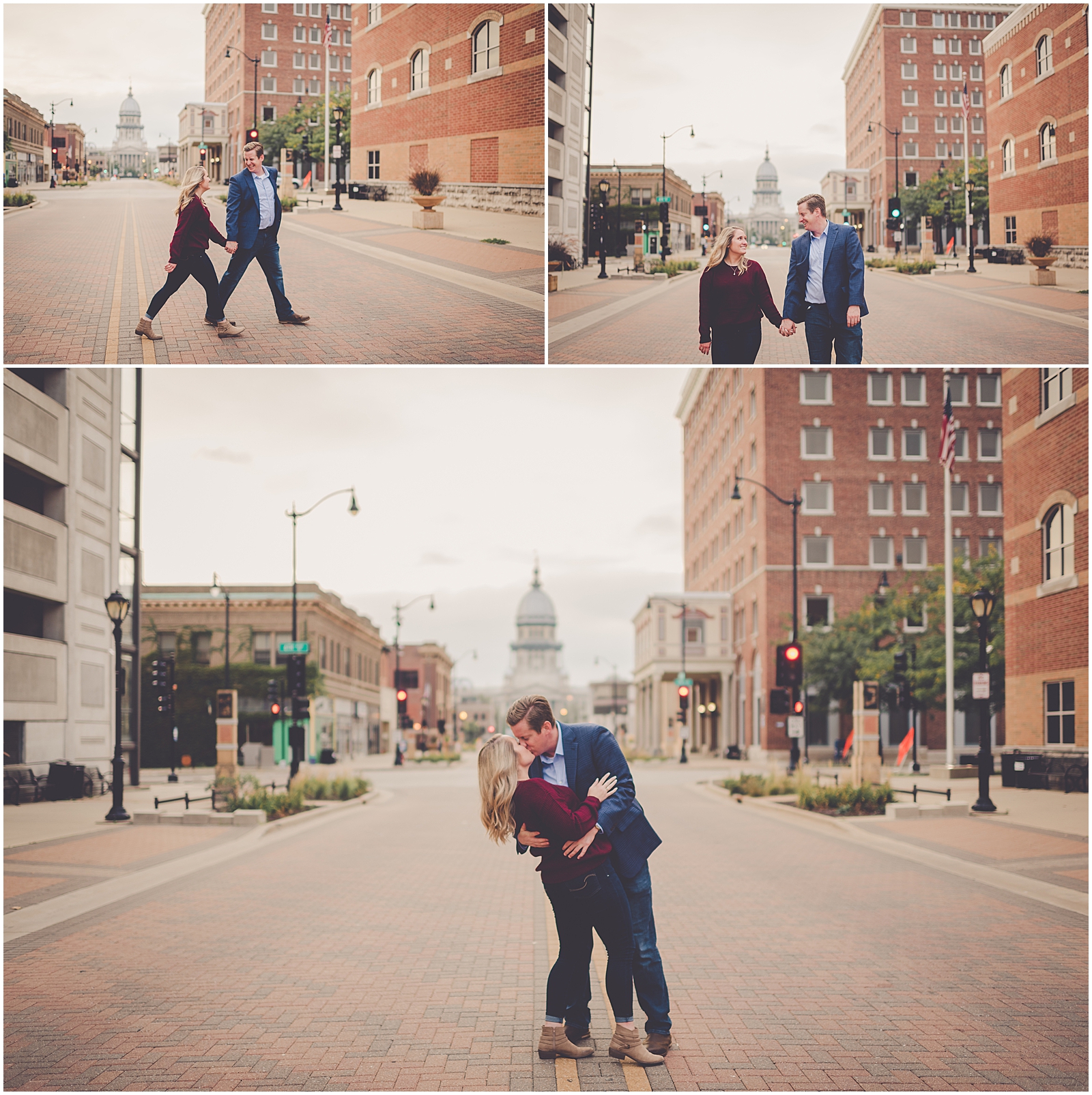 Erin and Matt's downtown Springfield engagement session in Springfield, IL with Chicagoland wedding photographer Kara Evans Photographer.