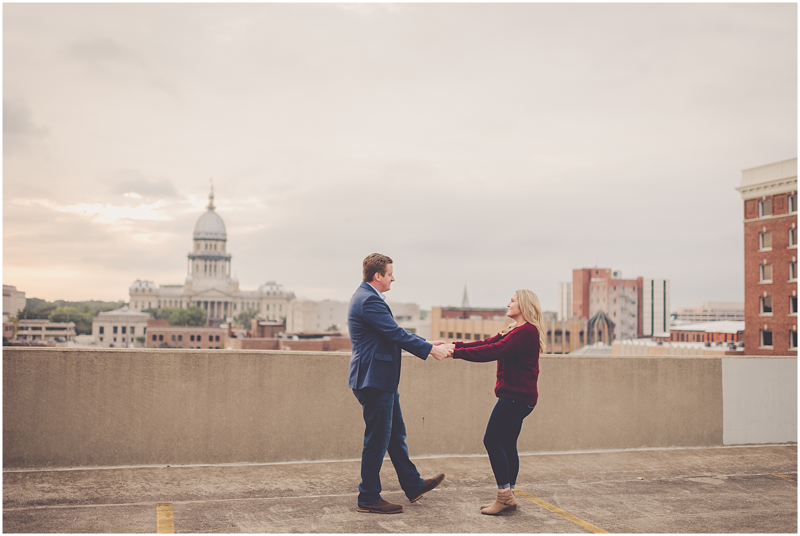 Erin and Matt's downtown Springfield engagement session in Springfield, IL with Chicagoland wedding photographer Kara Evans Photographer.