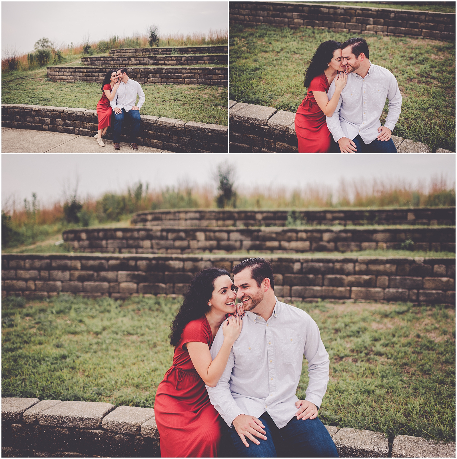 Julie and Paul's Lake Renwick engagement photos in Plainfield, IL with Chicagoland wedding photographer Kara Evans Photographer.