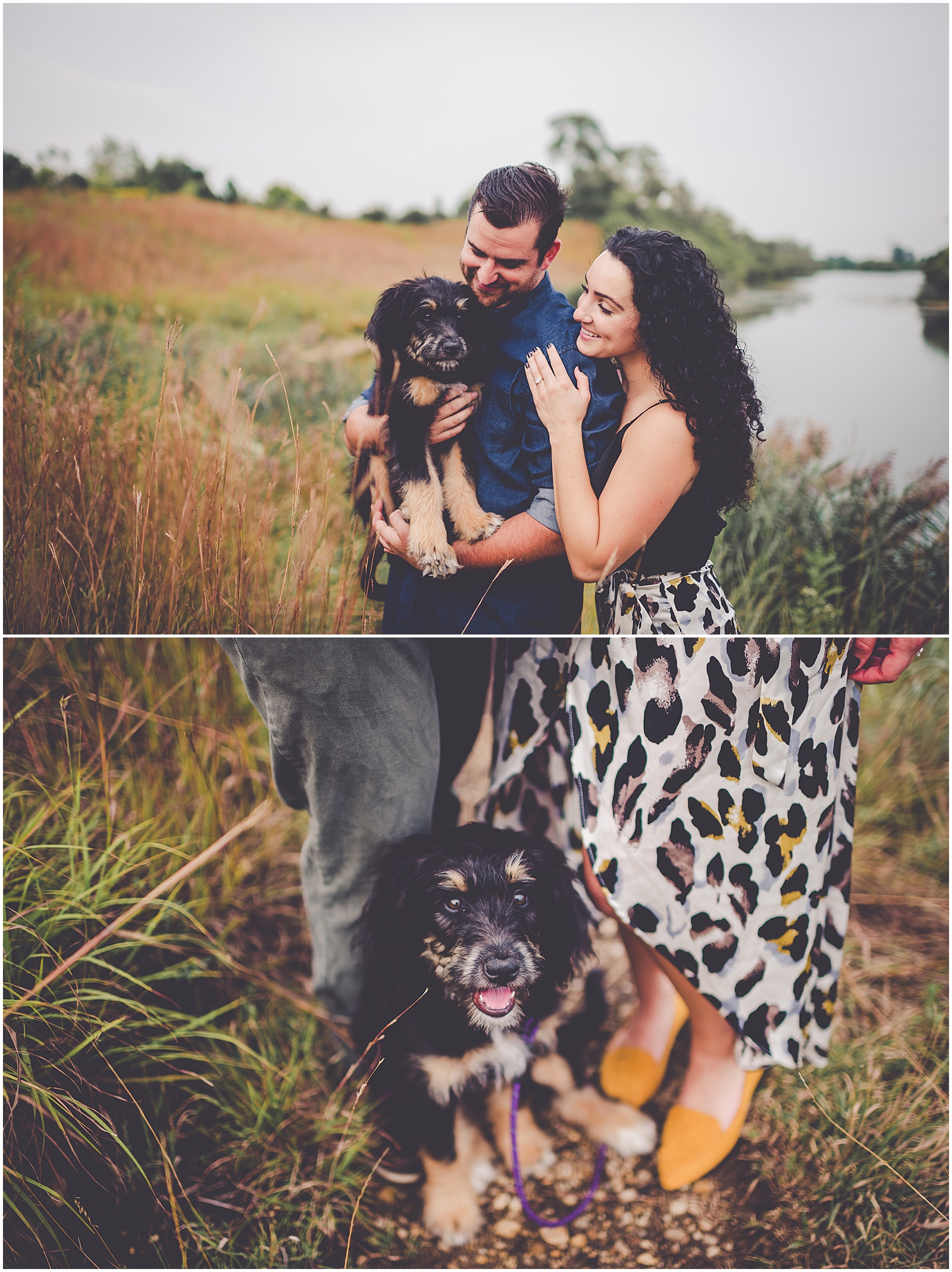 Julie and Paul's Lake Renwick engagement photos in Plainfield, IL with Chicagoland wedding photographer Kara Evans Photographer.