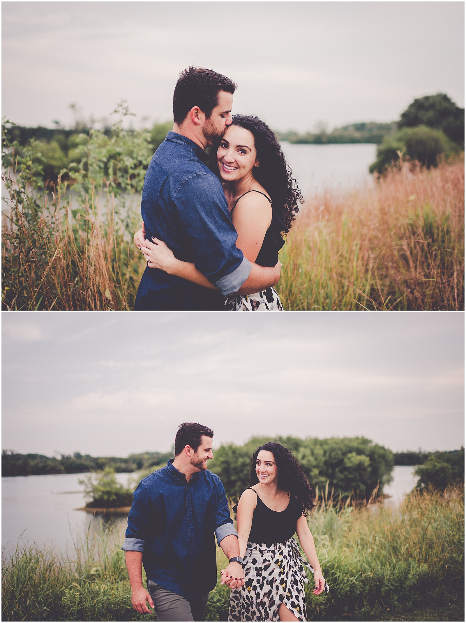 Julie and Paul's Lake Renwick engagement photos in Plainfield, IL with Chicagoland wedding photographer Kara Evans Photographer.