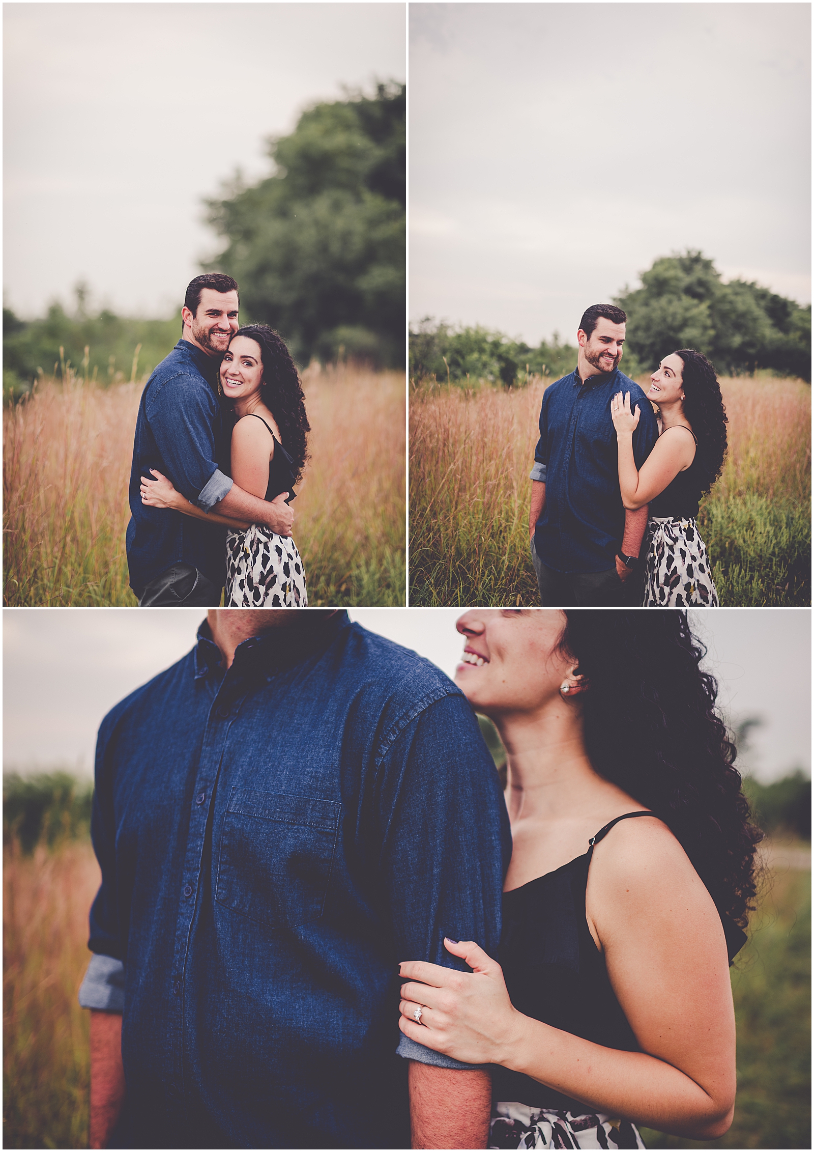 Julie and Paul's Lake Renwick engagement photos in Plainfield, IL with Chicagoland wedding photographer Kara Evans Photographer.