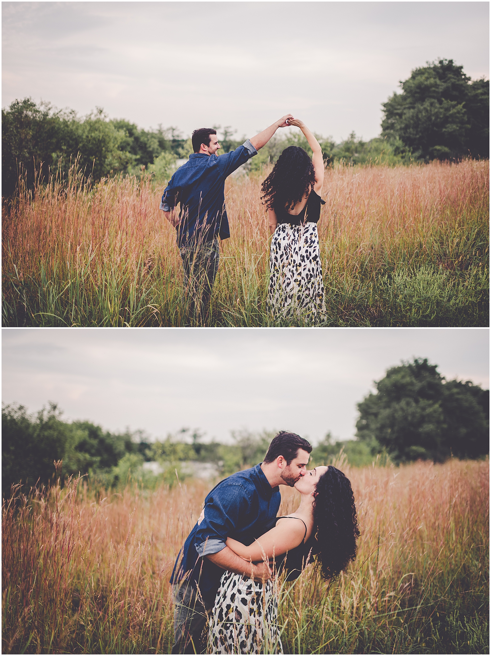 Julie and Paul's Lake Renwick engagement photos in Plainfield, IL with Chicagoland wedding photographer Kara Evans Photographer.