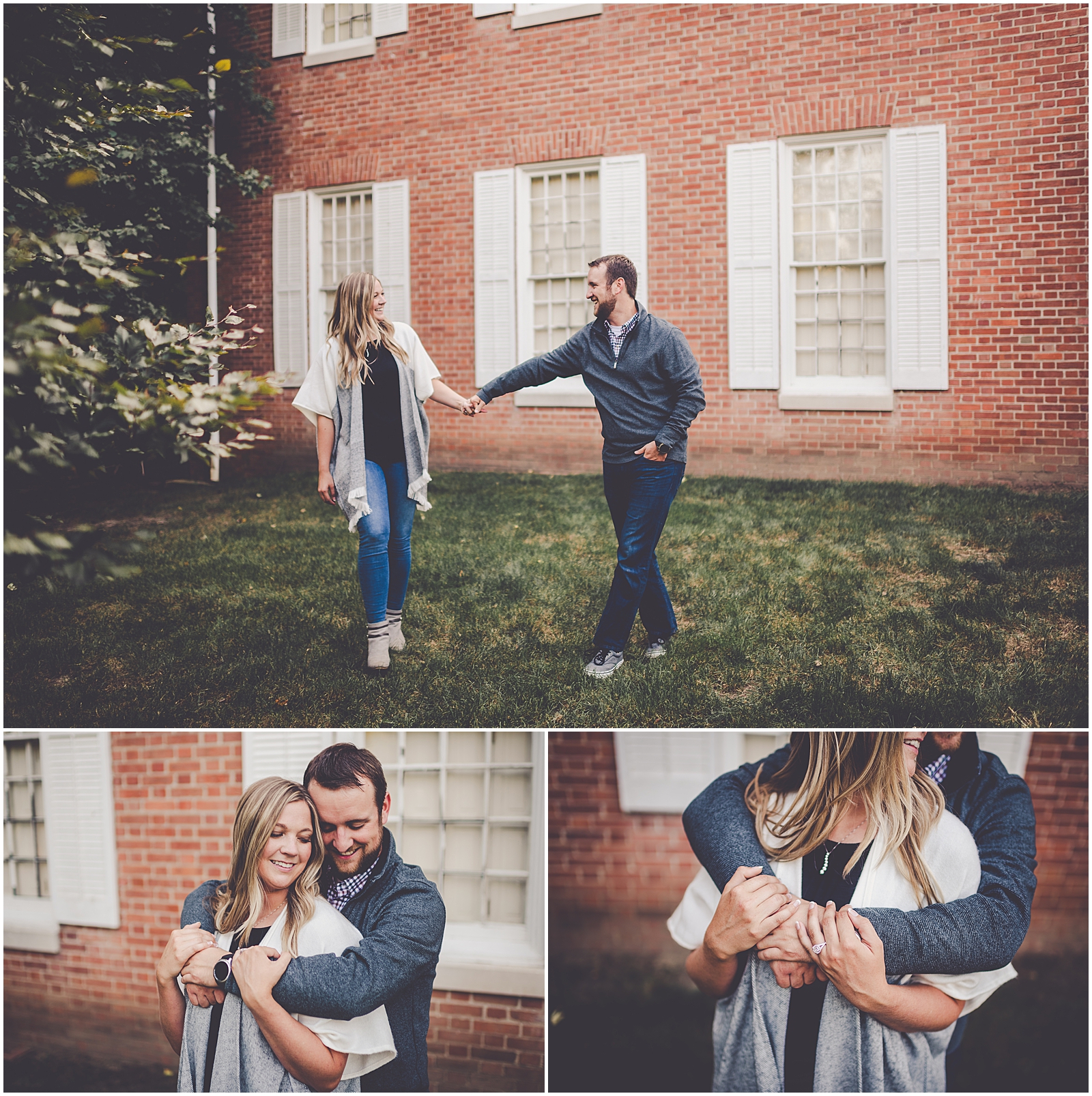 Catherine and Garrett's fall Illinois College engagement photos in Jacksonville with Chicagoland wedding photog Kara Evans Photographer.