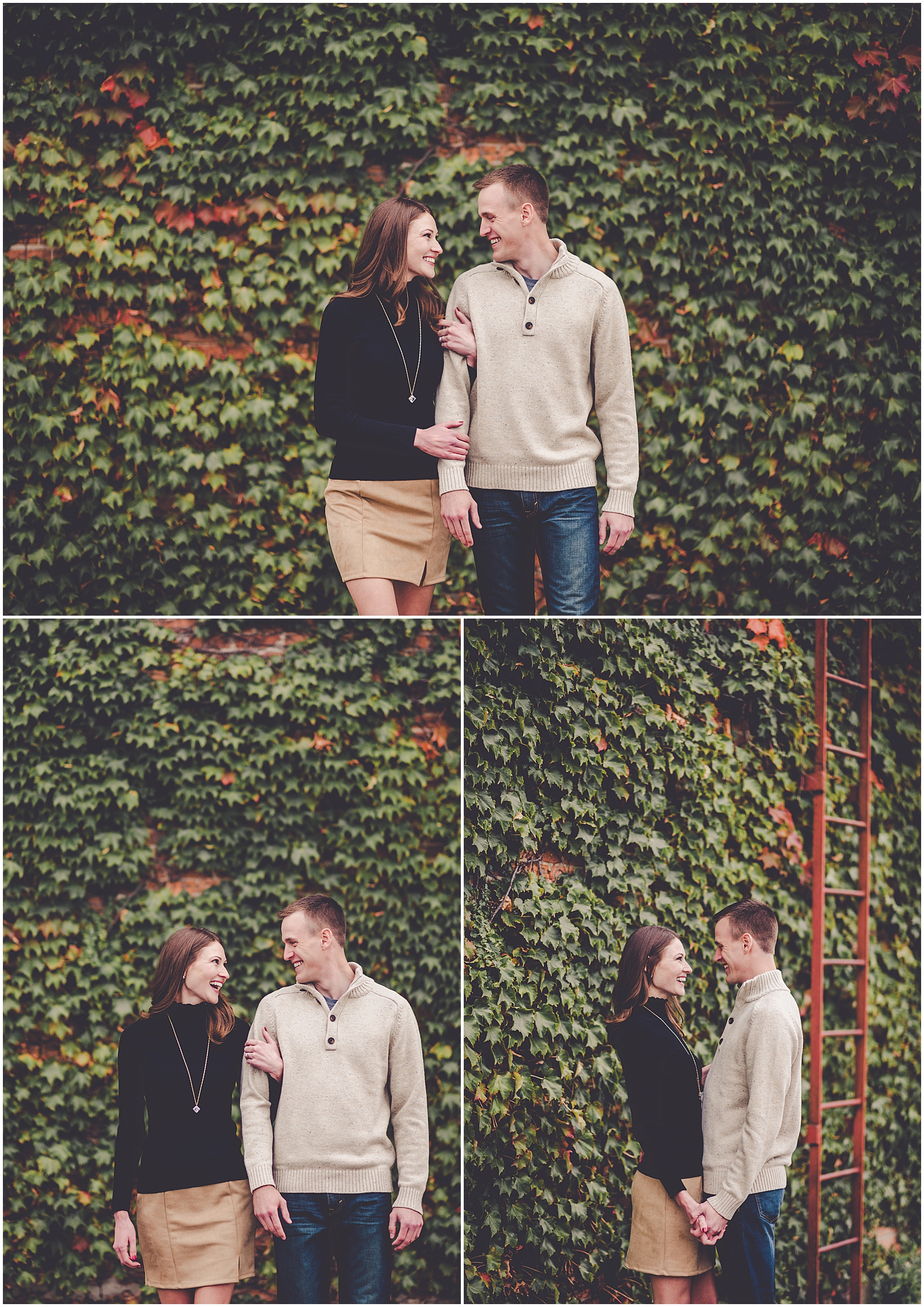 Emily and Travis' classic Kankakee County fall engagement photos in Kankakee, IL with Chicagoland wedding photog Kara Evans Photographer.