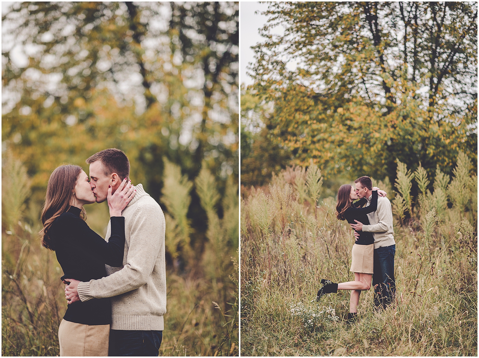 Emily and Travis' classic Kankakee County fall engagement photos in Kankakee, IL with Chicagoland wedding photog Kara Evans Photographer.