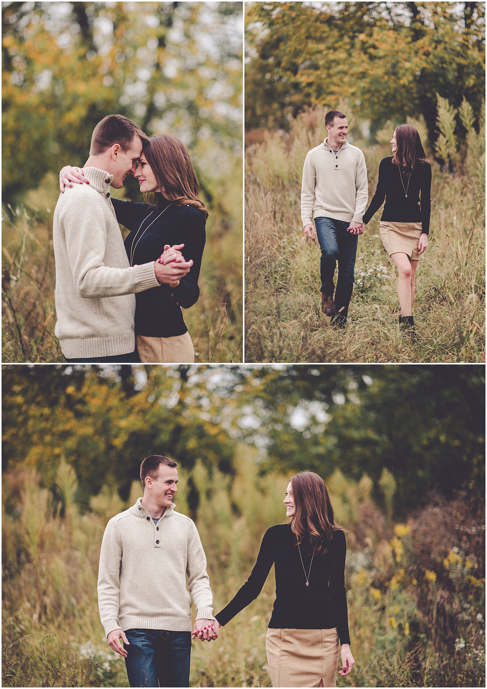 Emily and Travis' classic Kankakee County fall engagement photos in Kankakee, IL with Chicagoland wedding photog Kara Evans Photographer.