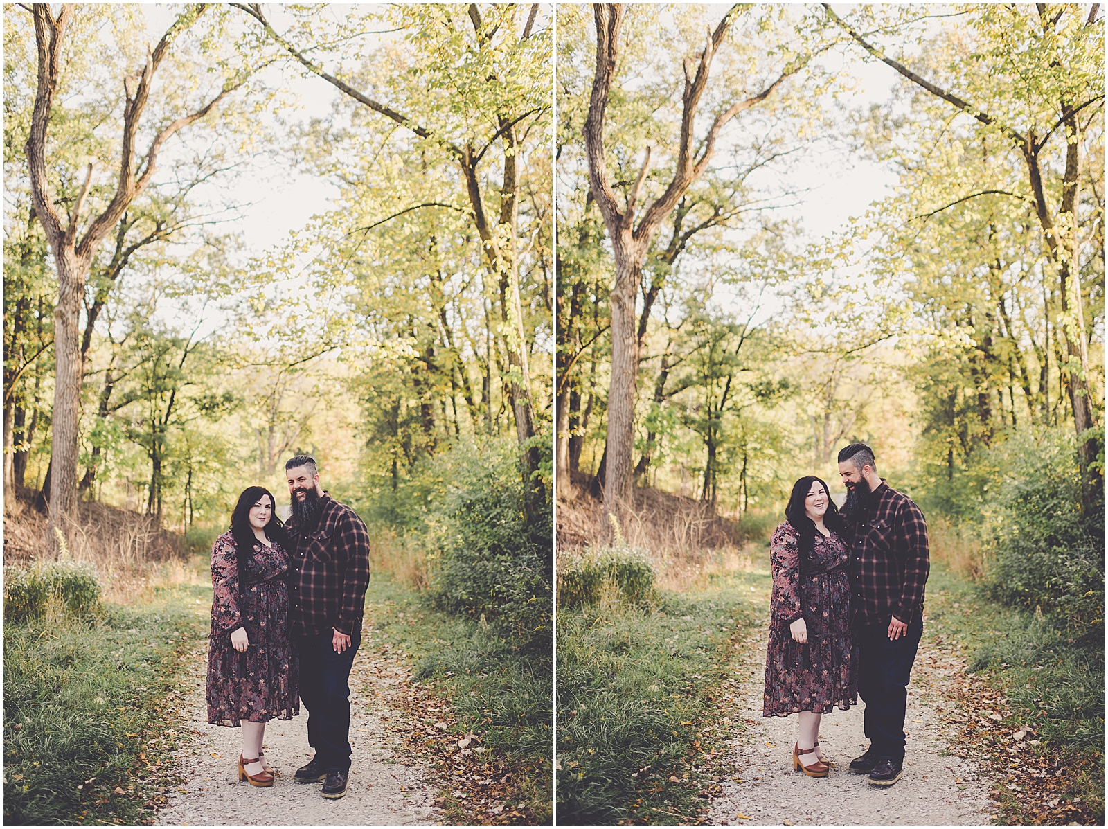 Marissa and Ben's fall Keepataw Forest Preserve engagement in Lemont, Illinois with Chicagoland wedding photographer Kara Evans Photographer.