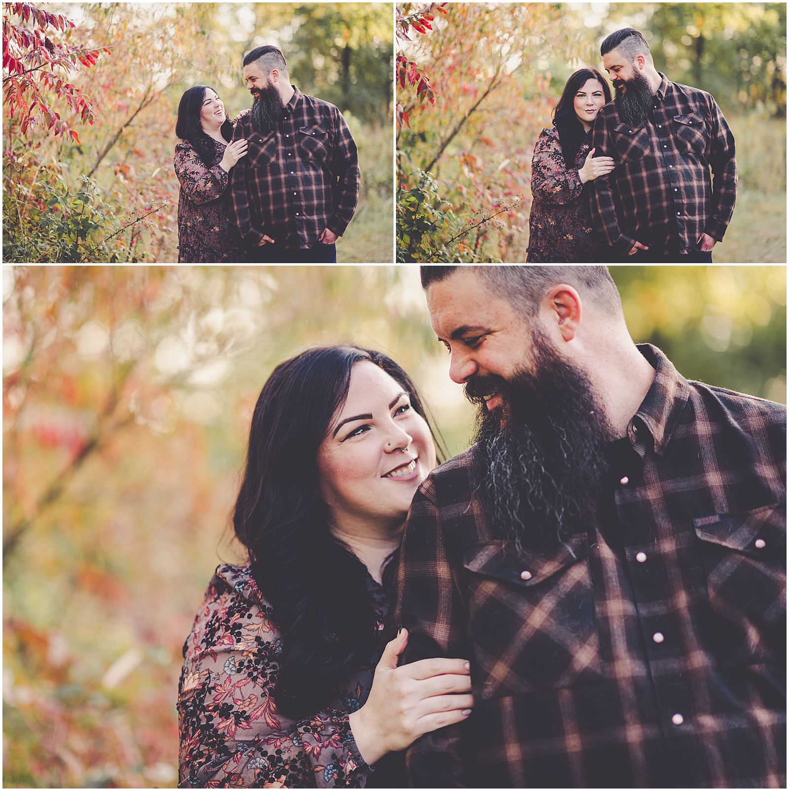 Marissa and Ben's fall Keepataw Forest Preserve engagement in Lemont, Illinois with Chicagoland wedding photographer Kara Evans Photographer.