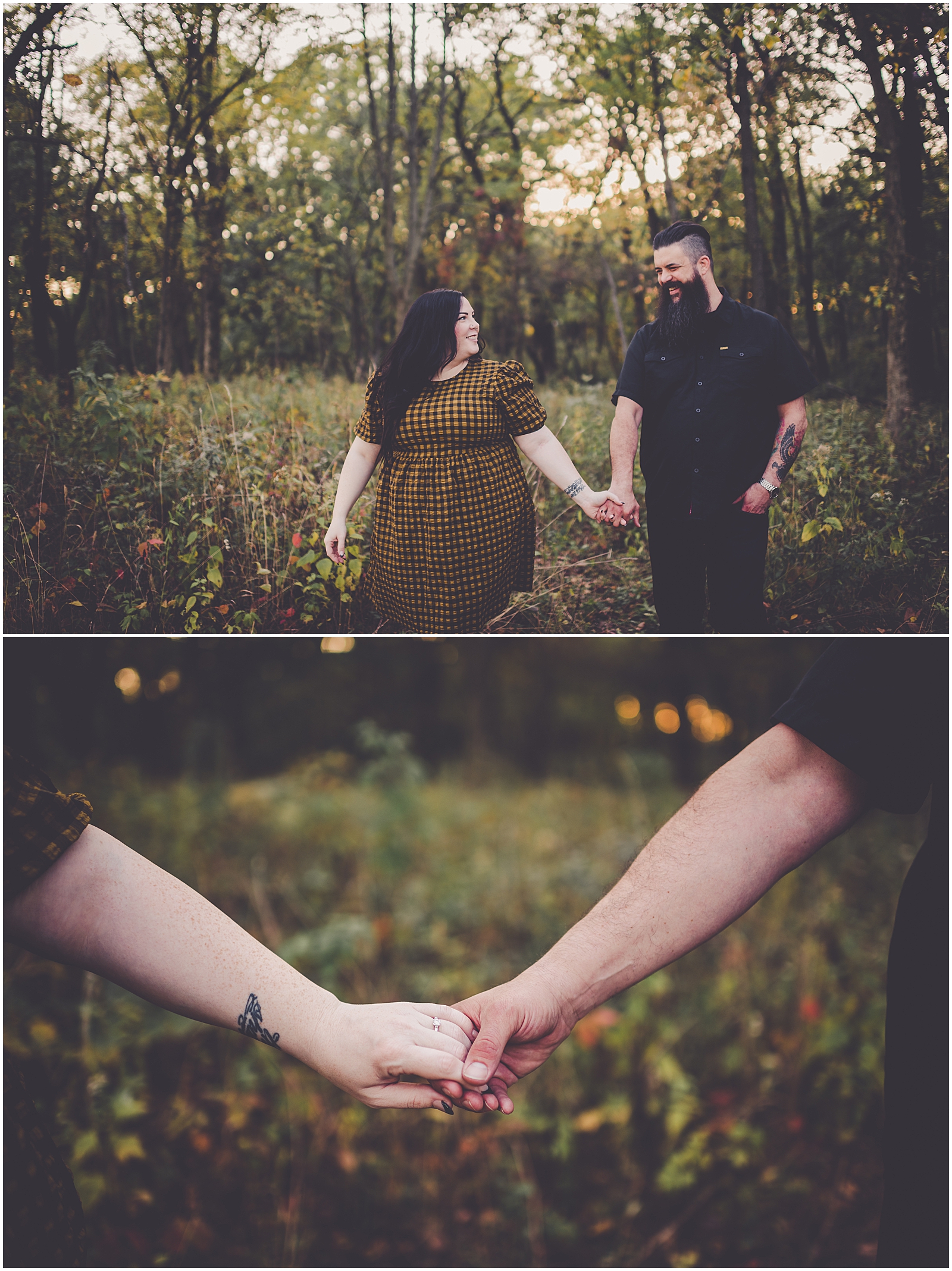 Marissa and Ben's fall Keepataw Forest Preserve engagement in Lemont, Illinois with Chicagoland wedding photographer Kara Evans Photographer.