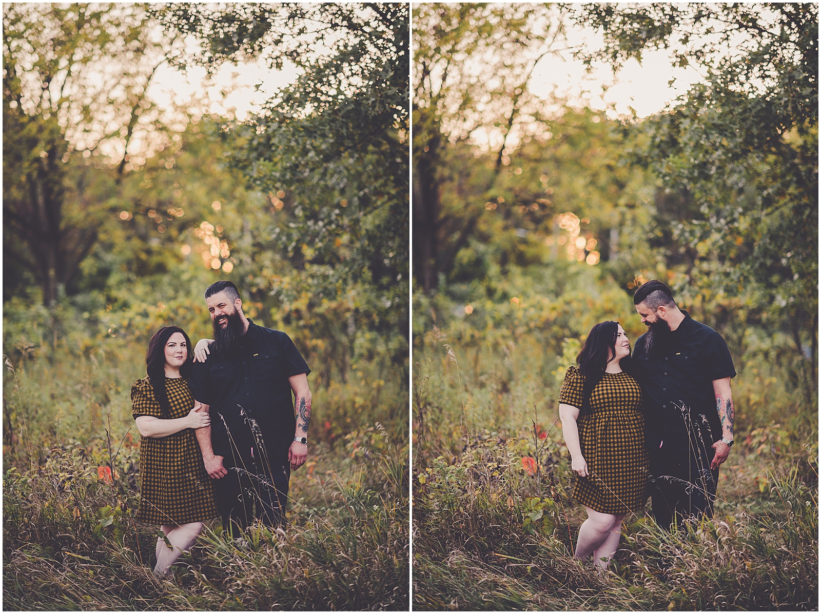 Marissa and Ben's fall Keepataw Forest Preserve engagement in Lemont, Illinois with Chicagoland wedding photographer Kara Evans Photographer.