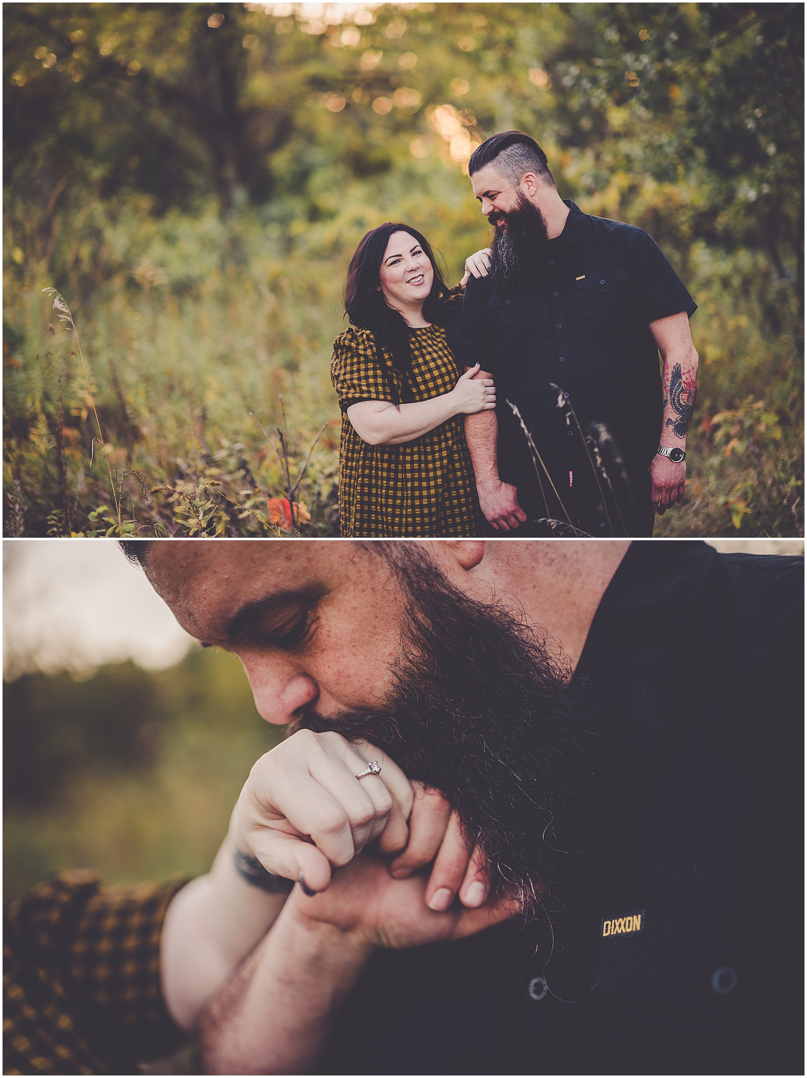 Marissa and Ben's fall Keepataw Forest Preserve engagement in Lemont, Illinois with Chicagoland wedding photographer Kara Evans Photographer.