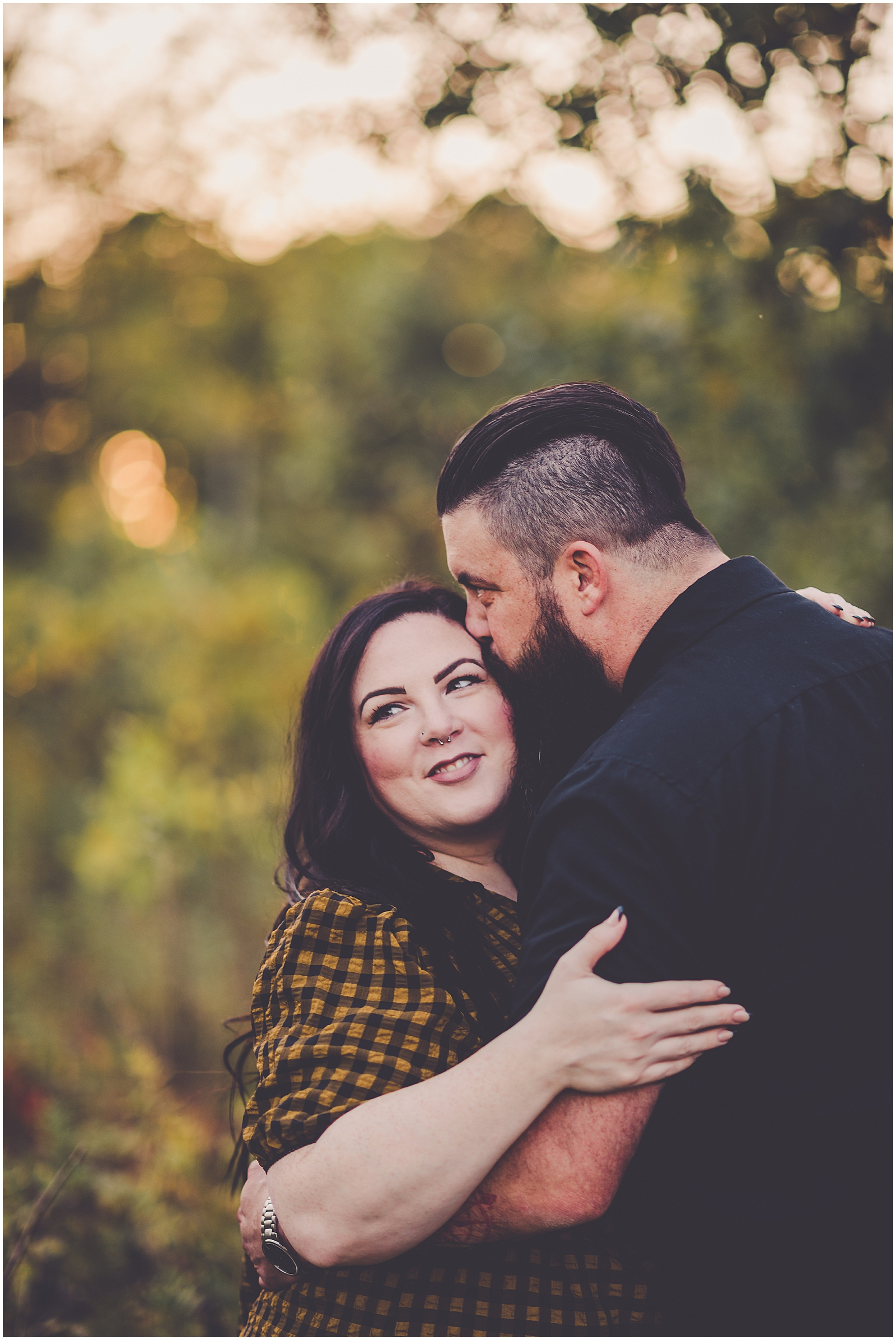 Marissa and Ben's fall Keepataw Forest Preserve engagement in Lemont, Illinois with Chicagoland wedding photographer Kara Evans Photographer.