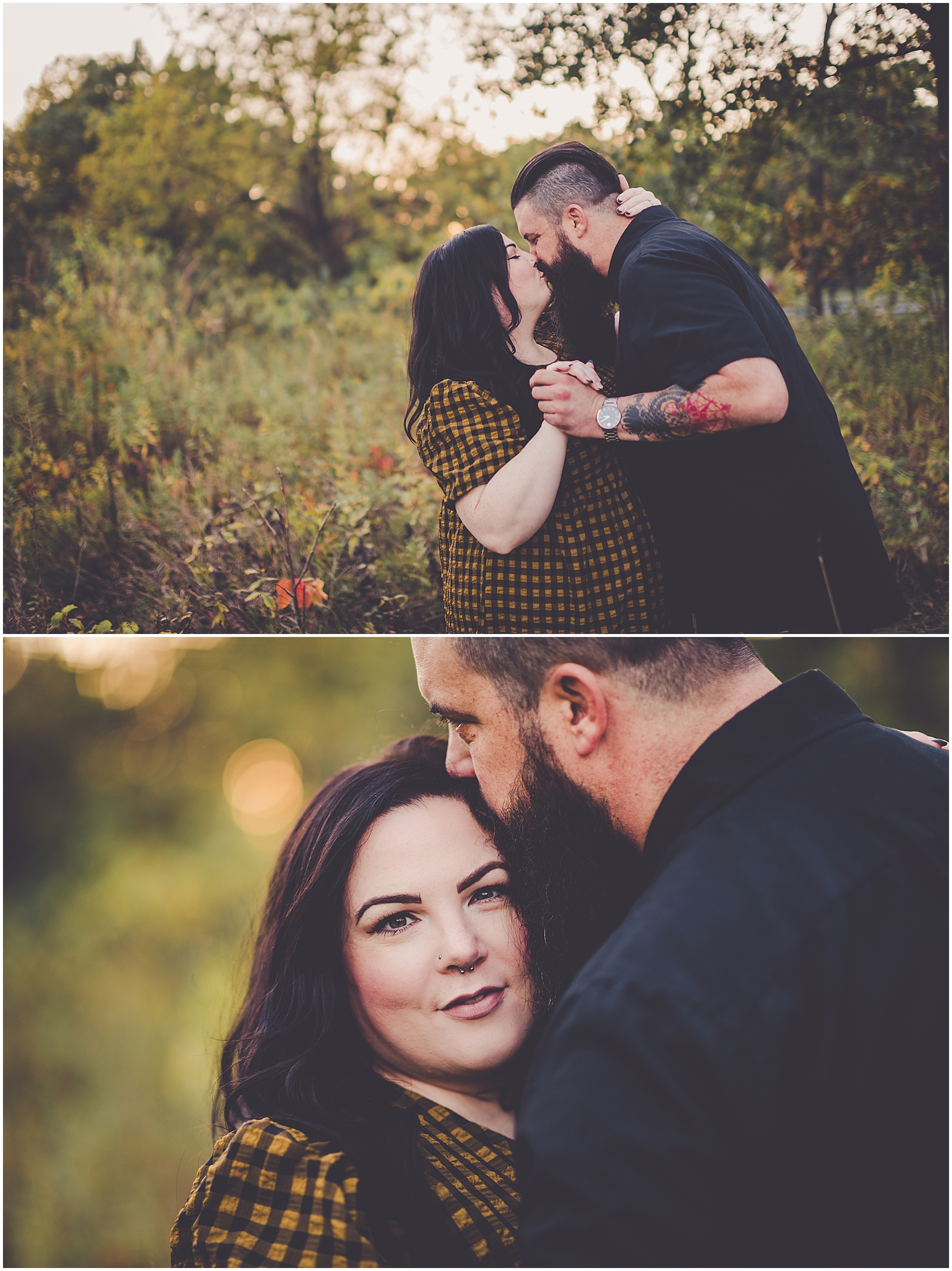 Marissa and Ben's fall Keepataw Forest Preserve engagement in Lemont, Illinois with Chicagoland wedding photographer Kara Evans Photographer.