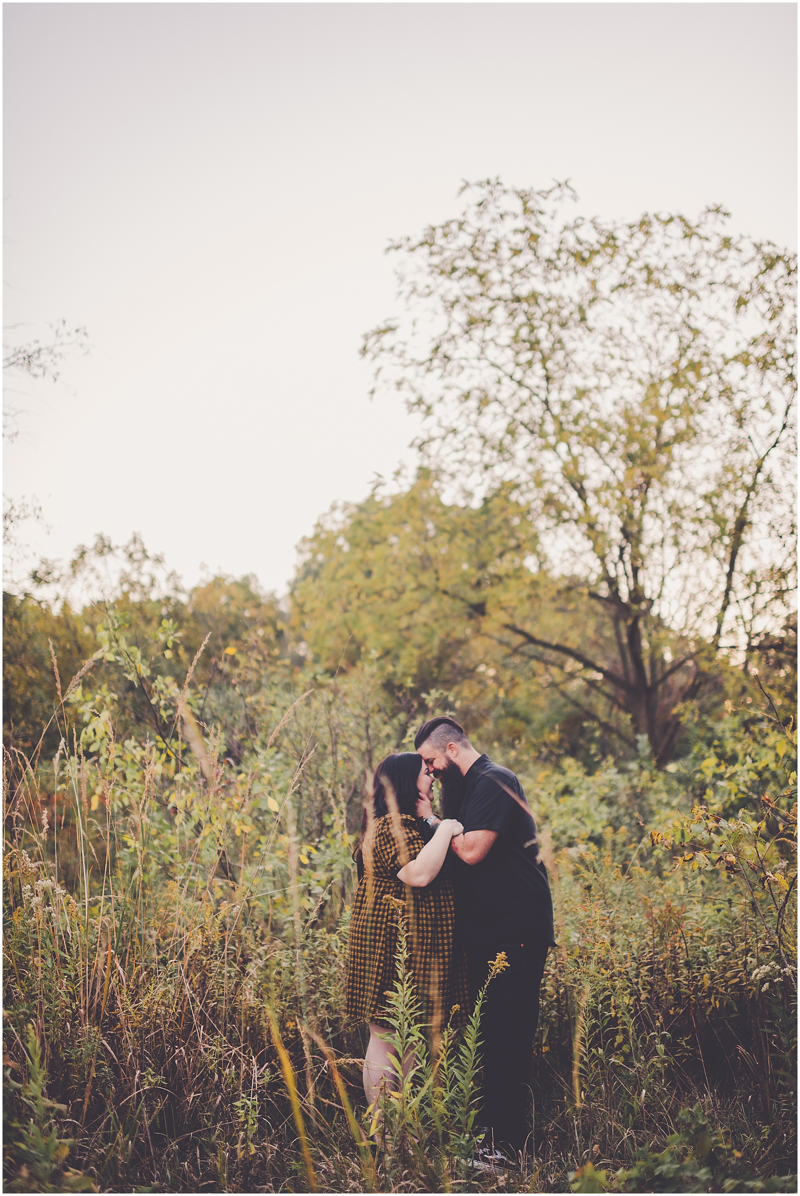 Marissa and Ben's fall Keepataw Forest Preserve engagement in Lemont, Illinois with Chicagoland wedding photographer Kara Evans Photographer.