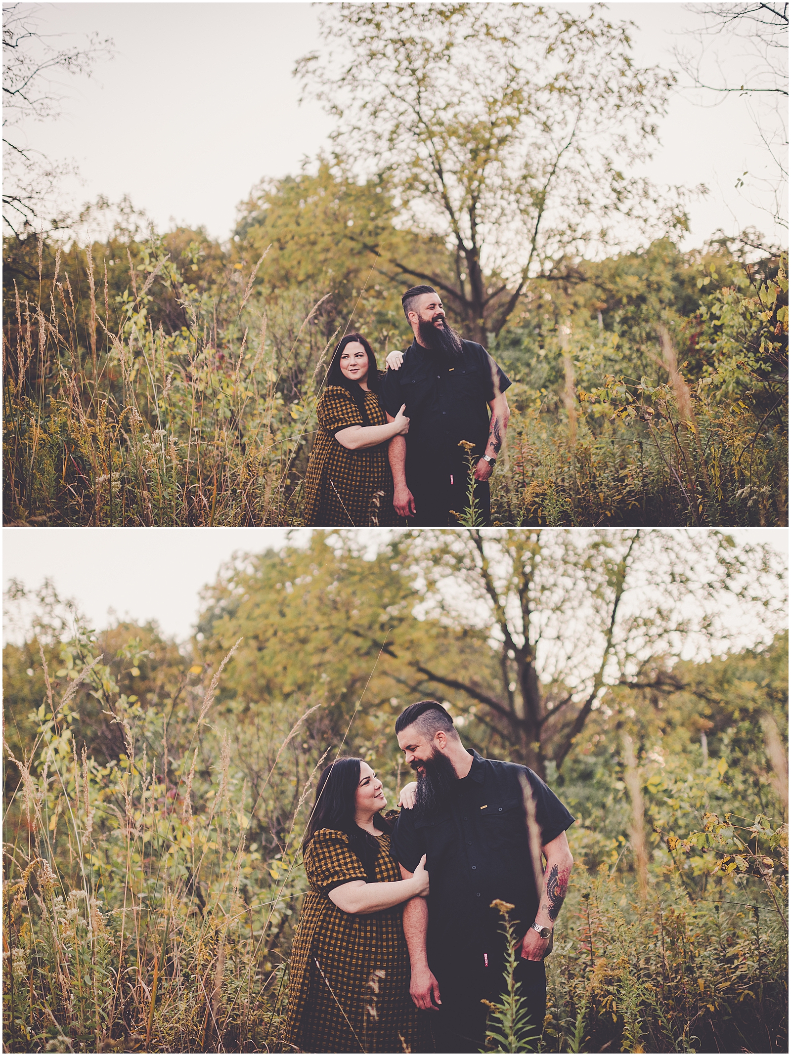 Marissa and Ben's fall Keepataw Forest Preserve engagement in Lemont, Illinois with Chicagoland wedding photographer Kara Evans Photographer.