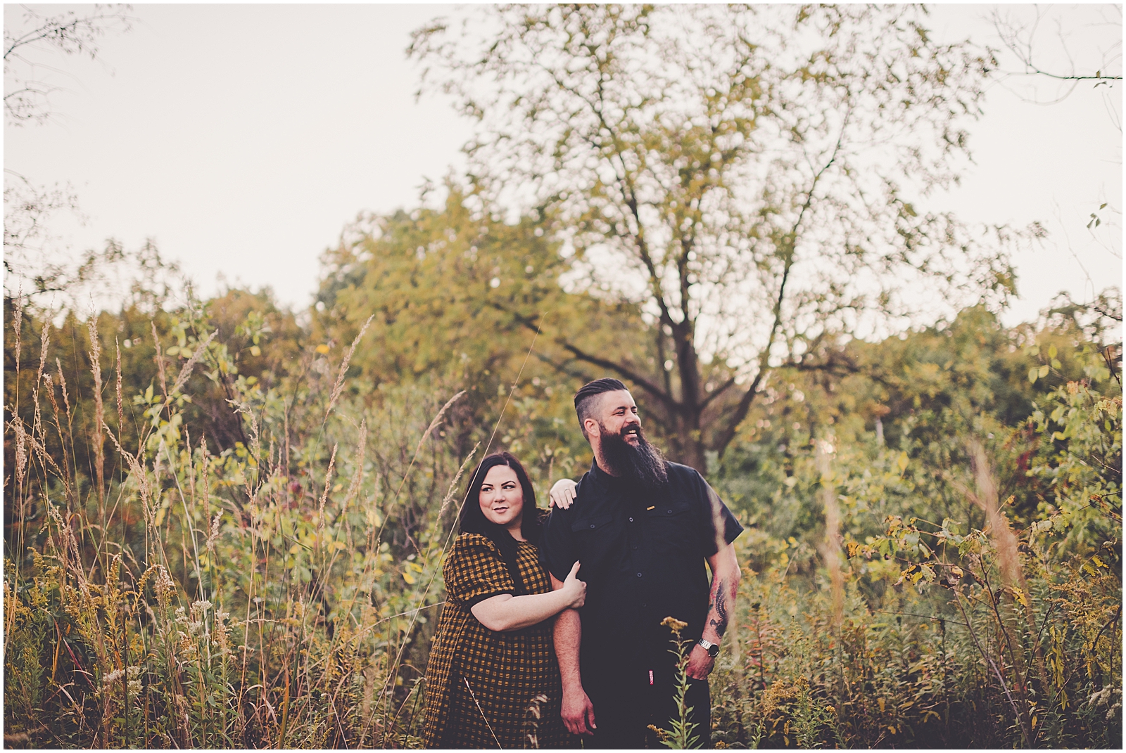 Marissa and Ben's fall Keepataw Forest Preserve engagement in Lemont, Illinois with Chicagoland wedding photographer Kara Evans Photographer.