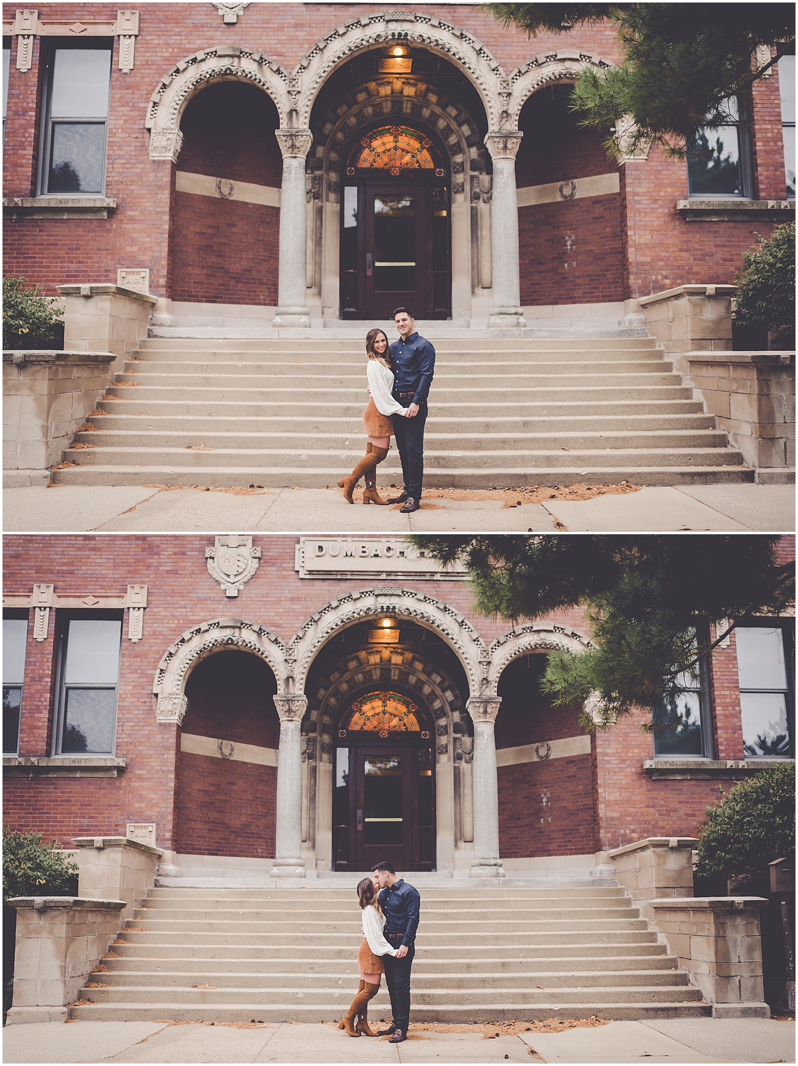 Emily and Milan's October Loyola University engagement photos in Chicago, IL with Chicagoland wedding photographer Kara Evans Photographer.