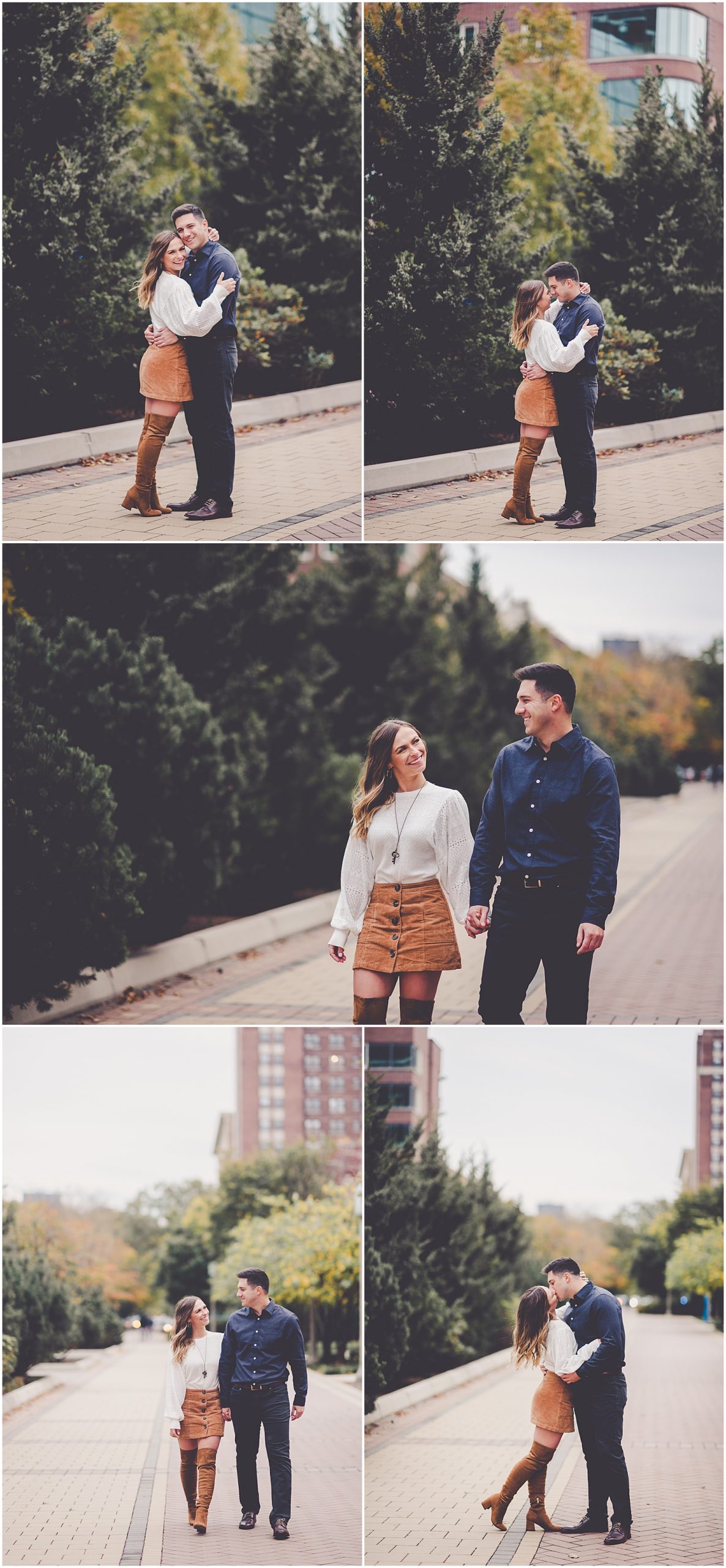 Emily and Milan's October Loyola University engagement photos in Chicago, IL with Chicagoland wedding photographer Kara Evans Photographer.