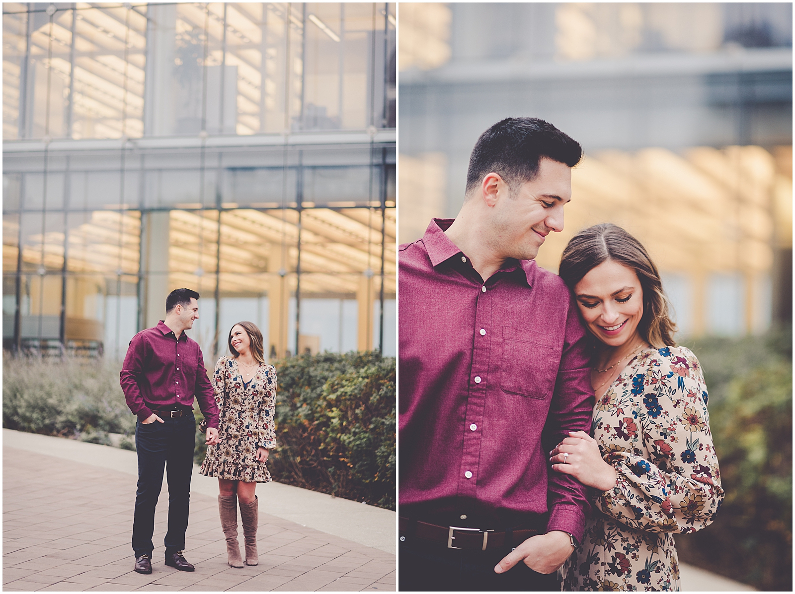 Emily and Milan's October Loyola University engagement photos in Chicago, IL with Chicagoland wedding photographer Kara Evans Photographer.