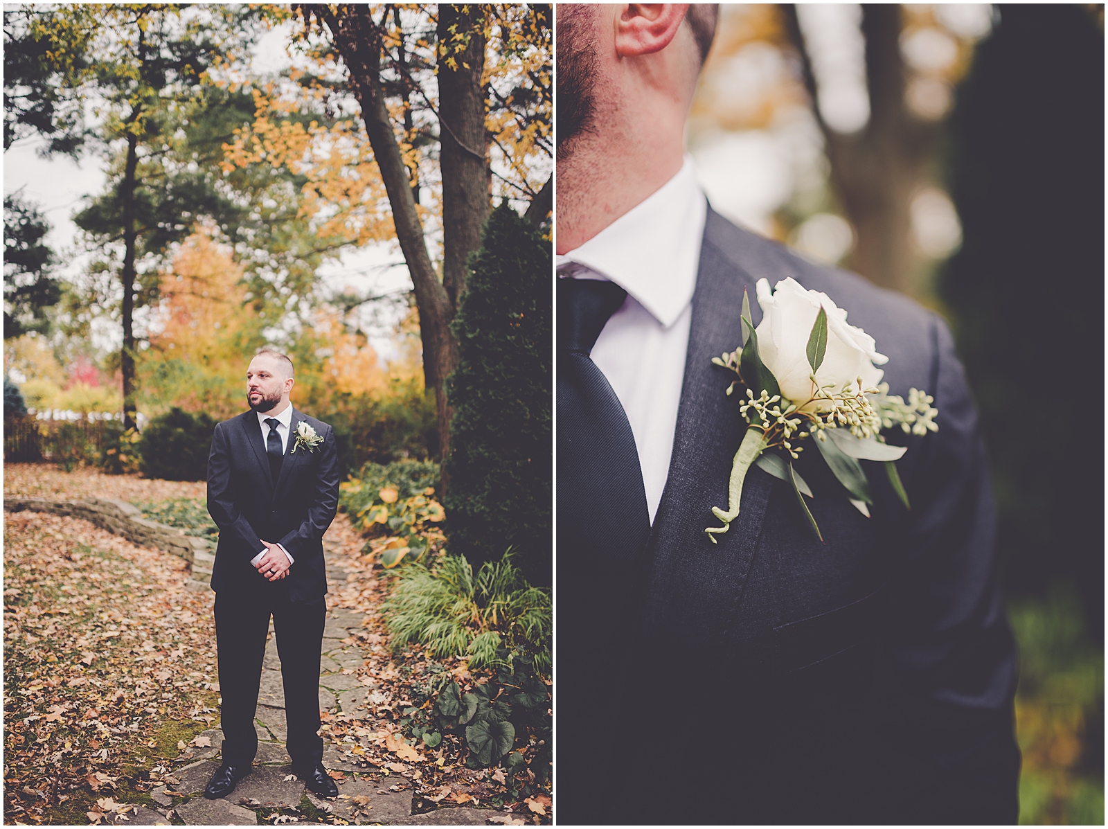 Colleen and Joel's October Maternity BVM Bourbonnais and Lighthouse Restaurant wedding day in Cedar Lake, IN with Kara Evans Photographer.