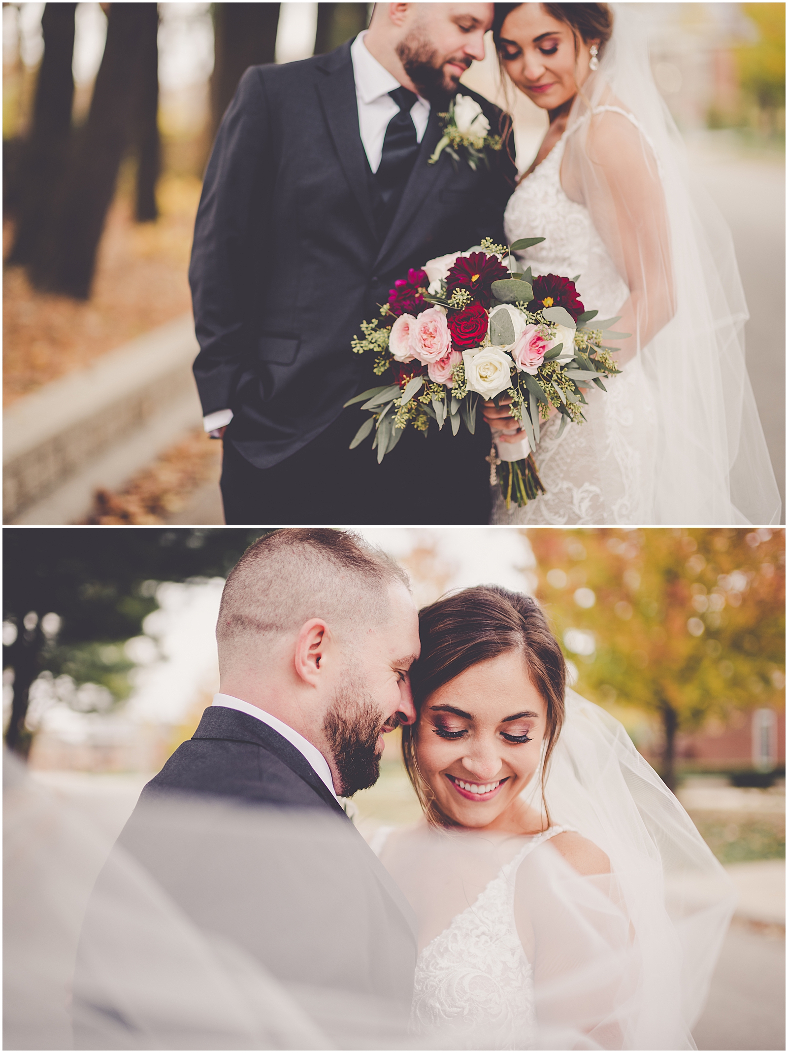 Colleen and Joel's October Maternity BVM Bourbonnais and Lighthouse Restaurant wedding day in Cedar Lake, IN with Kara Evans Photographer.