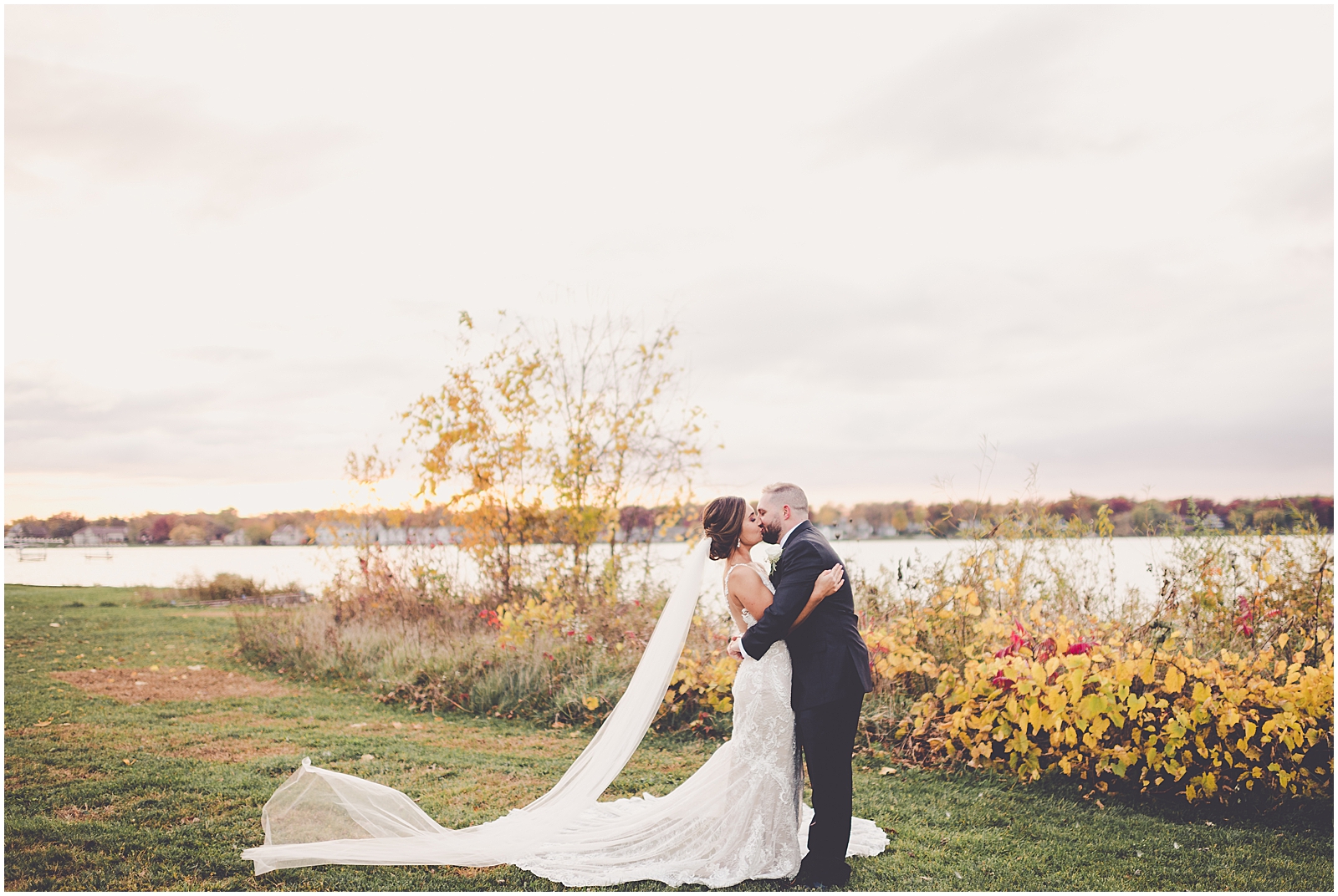 Colleen and Joel's October Maternity BVM Bourbonnais and Lighthouse Restaurant wedding day in Cedar Lake, IN with Kara Evans Photographer.