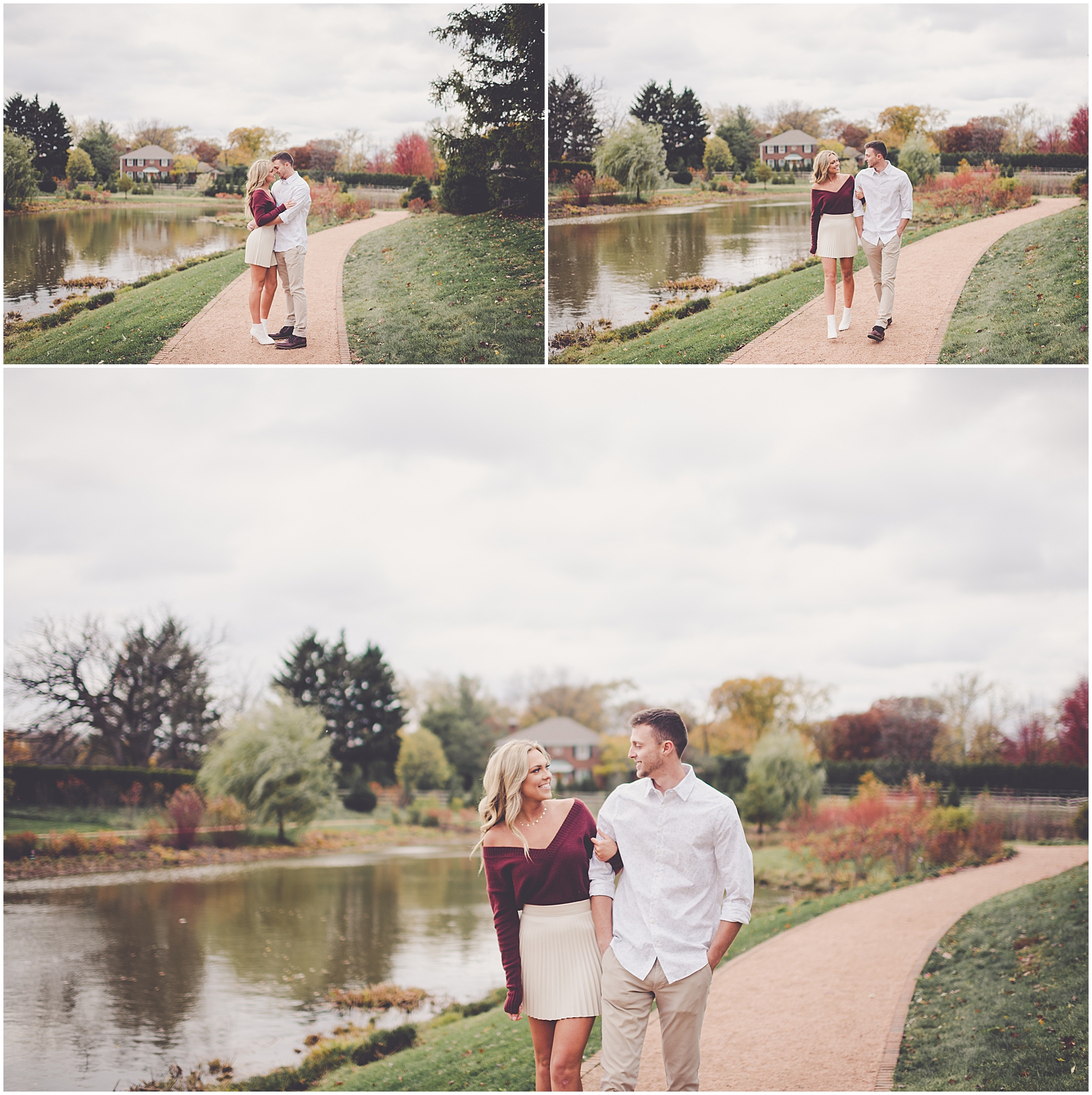 Kali and Trace's fall Cantigny Park engagement photos in Wheaton, IL with Chicagoland wedding photographer Kara Evans Photographer.