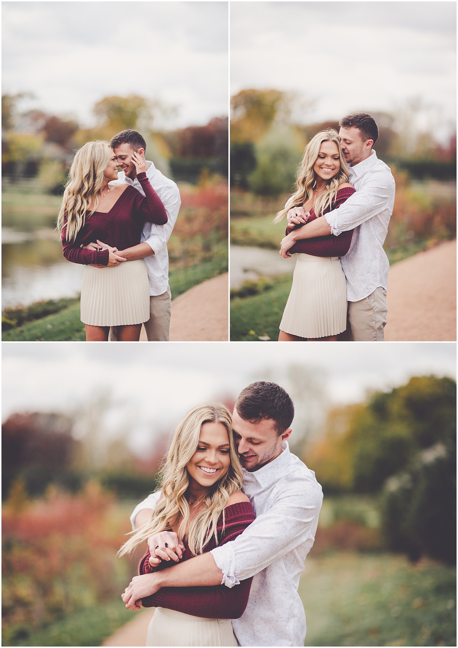 Kali and Trace's fall Cantigny Park engagement photos in Wheaton, IL with Chicagoland wedding photographer Kara Evans Photographer.