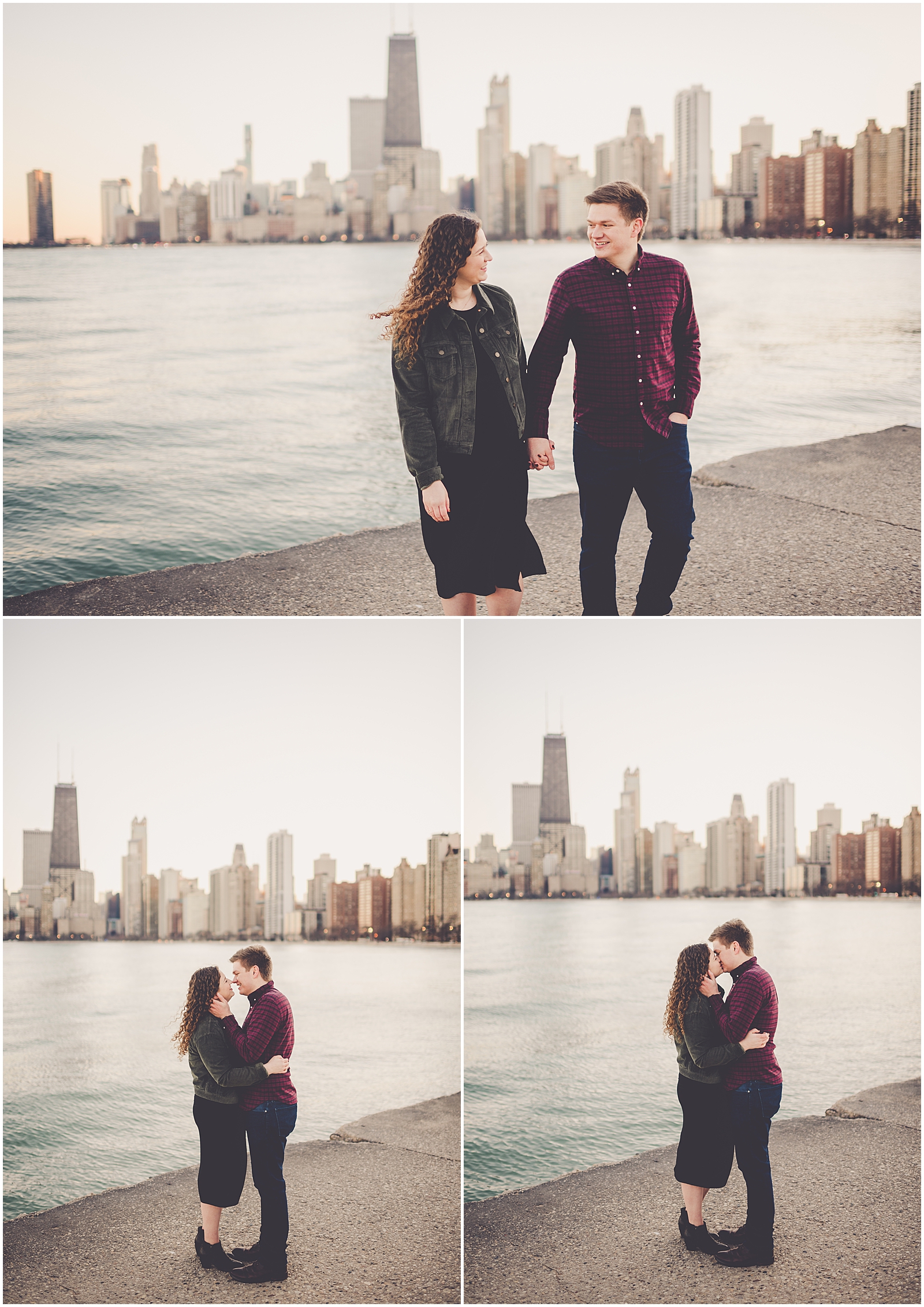 Jessica and Tommy's fall North Avenue Beach engagement photos with Chicagoland wedding photographer Kara Evans Photographer.