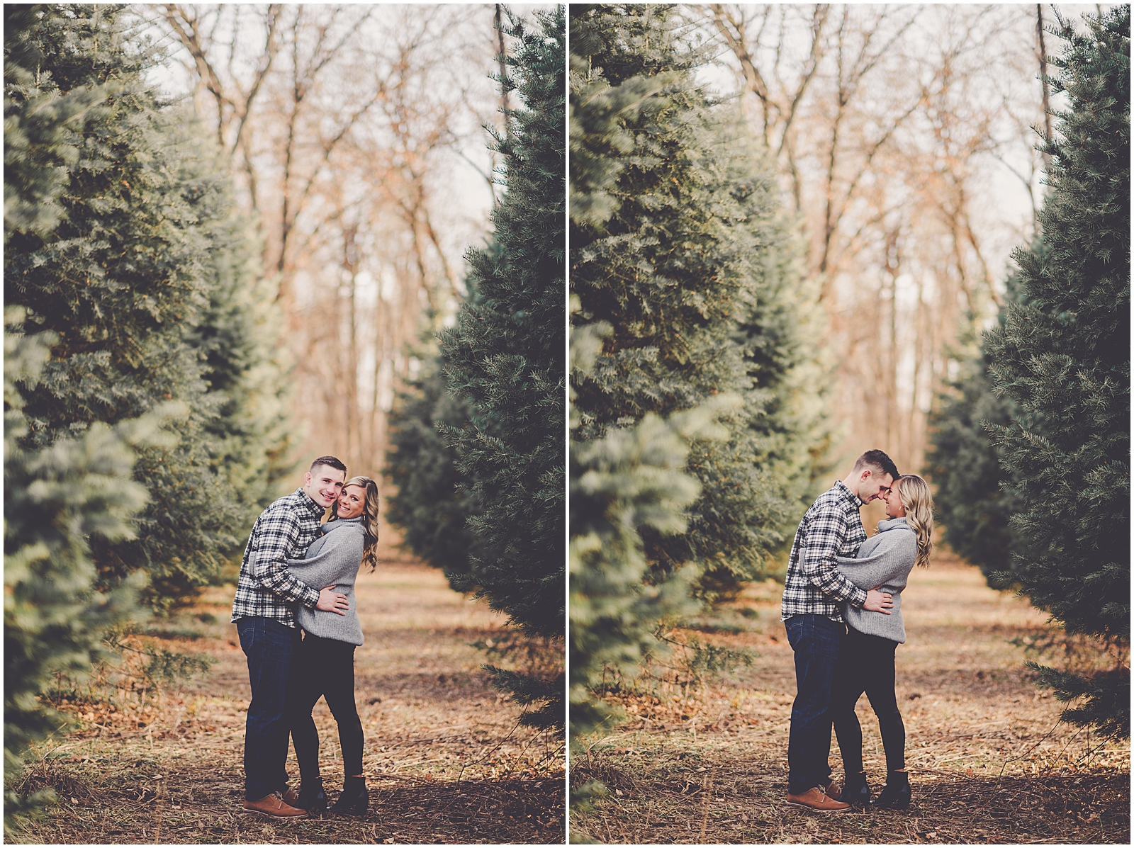 Bree and Hans' December Allerton Park engagement photos in Monticello, IL with Chicagoland wedding photographer Kara Evans Photographer.