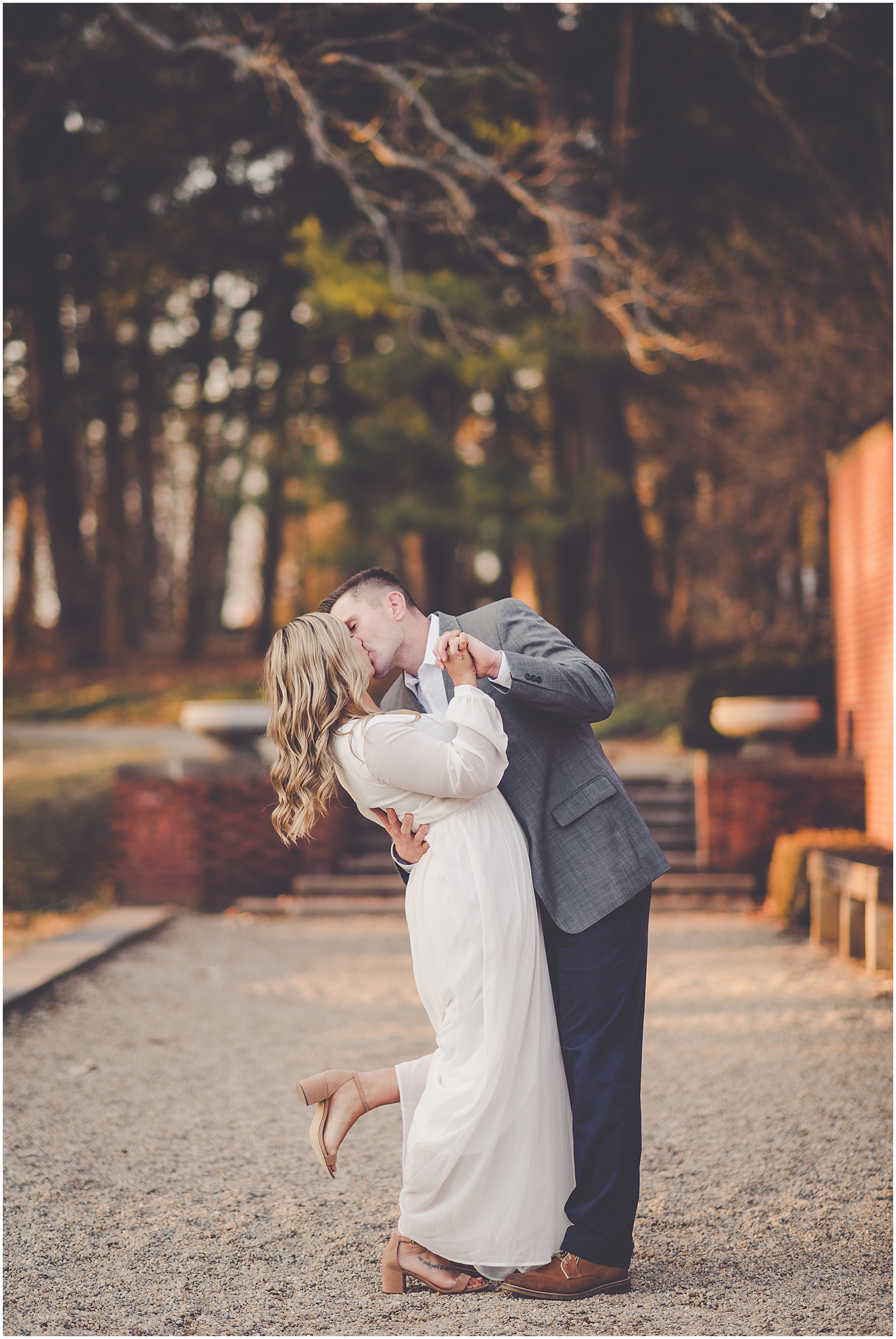 Bree and Hans' December Allerton Park engagement photos in Monticello, IL with Chicagoland wedding photographer Kara Evans Photographer.