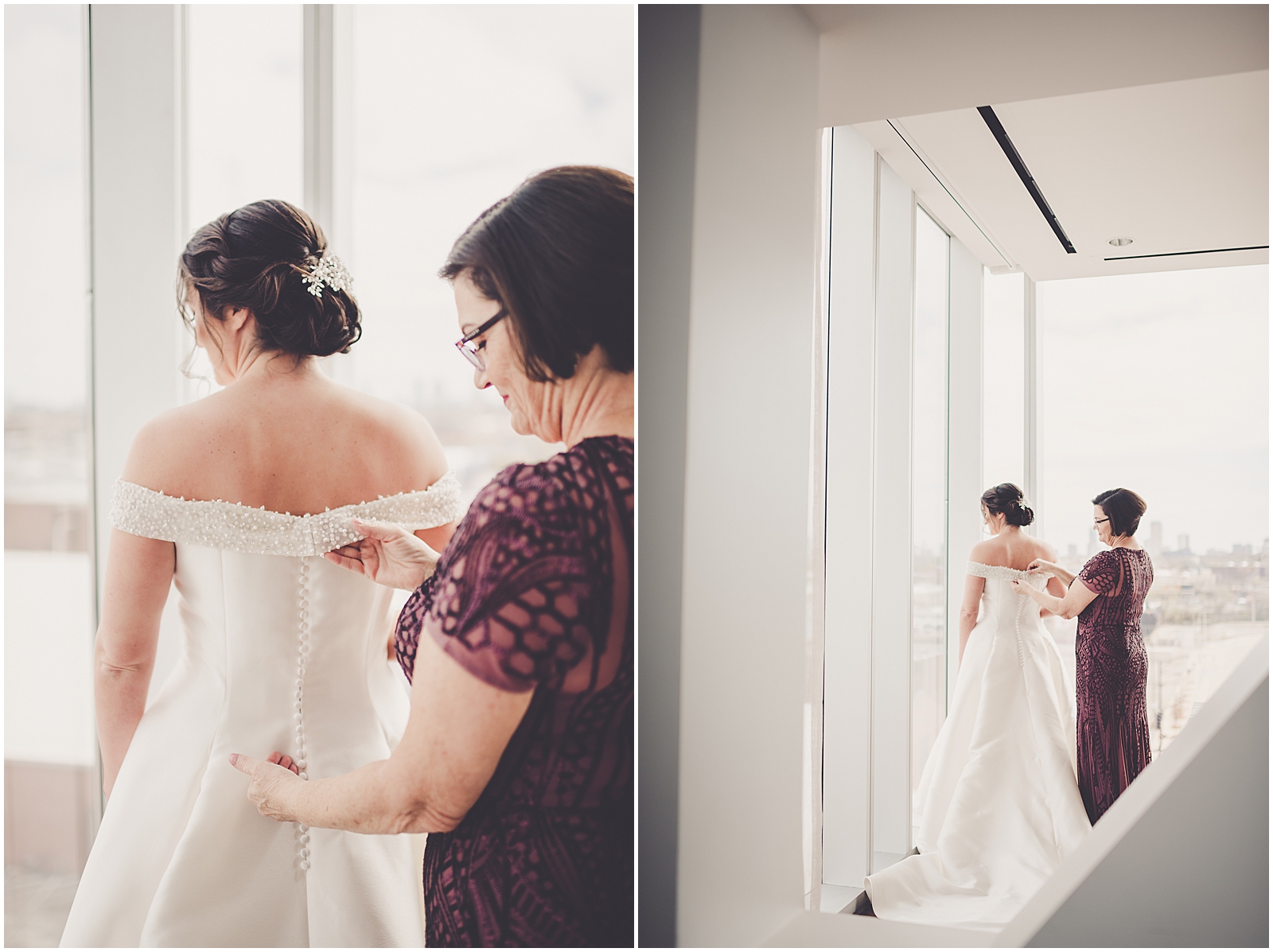 Kim and Josh's elegant spring Greenhouse Loft wedding in Chicago, Illinois with Chicagoland wedding photographer Kara Evans Photographer - Hotel at Midtown wedding photos.