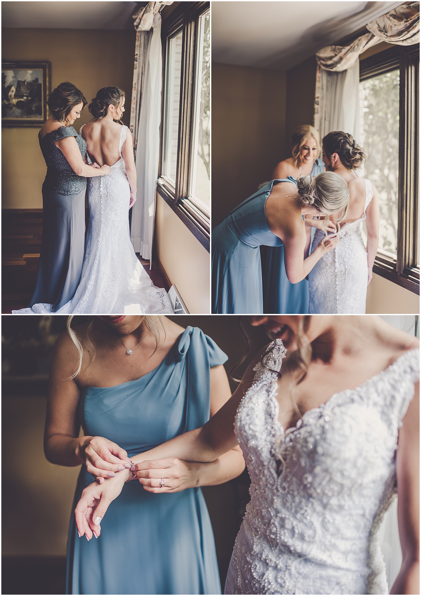 Marybeth and Ryan's dusty blue & greenery wedding at The Odyssey in Tinley Park with Chicago wedding photographer Kara Evans Photographer.