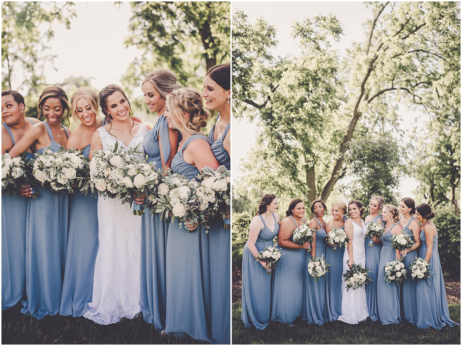 Marybeth and Ryan's dusty blue & greenery wedding at The Odyssey in Tinley Park with Chicago wedding photographer Kara Evans Photographer.