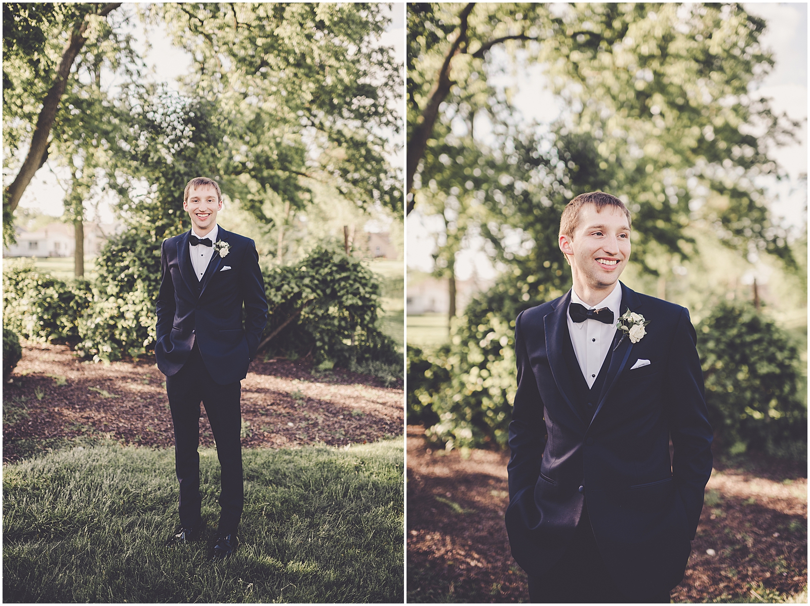 Marybeth and Ryan's dusty blue & greenery wedding at The Odyssey in Tinley Park with Chicago wedding photographer Kara Evans Photographer.