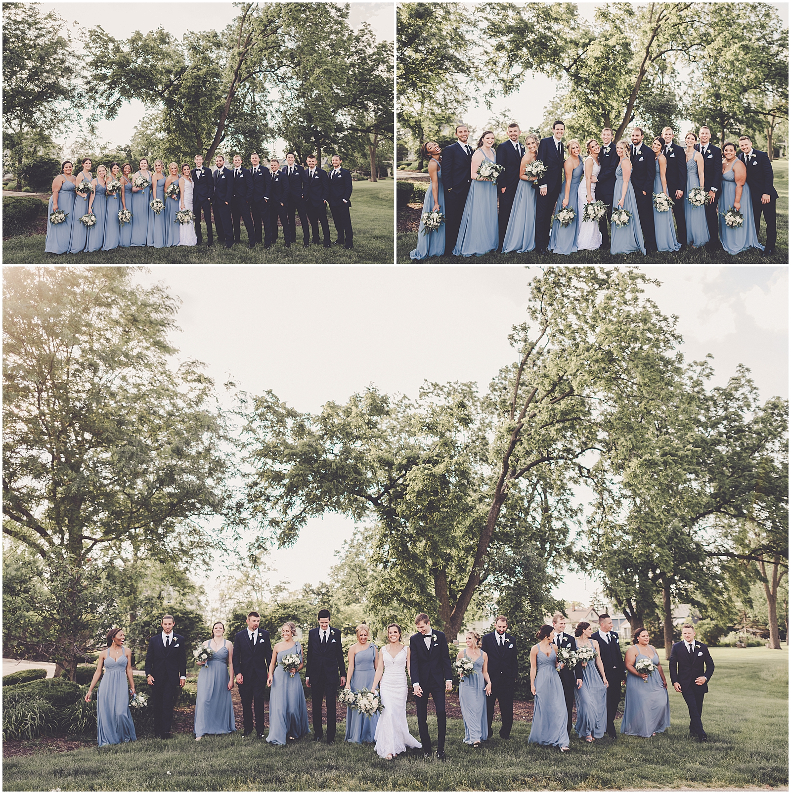 Marybeth and Ryan's dusty blue & greenery wedding at The Odyssey in Tinley Park with Chicago wedding photographer Kara Evans Photographer.