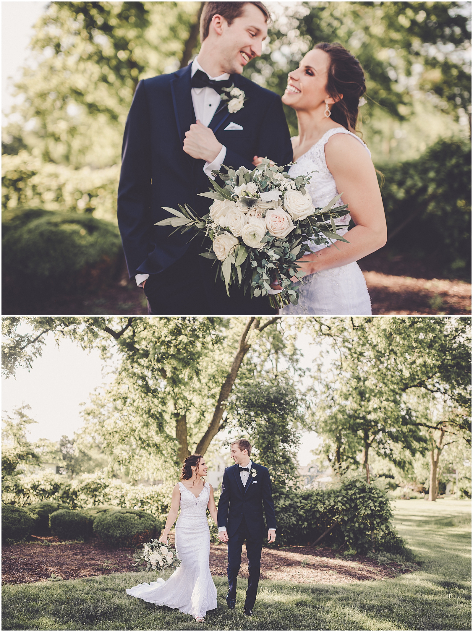 Marybeth and Ryan's dusty blue & greenery wedding at The Odyssey in Tinley Park with Chicago wedding photographer Kara Evans Photographer.