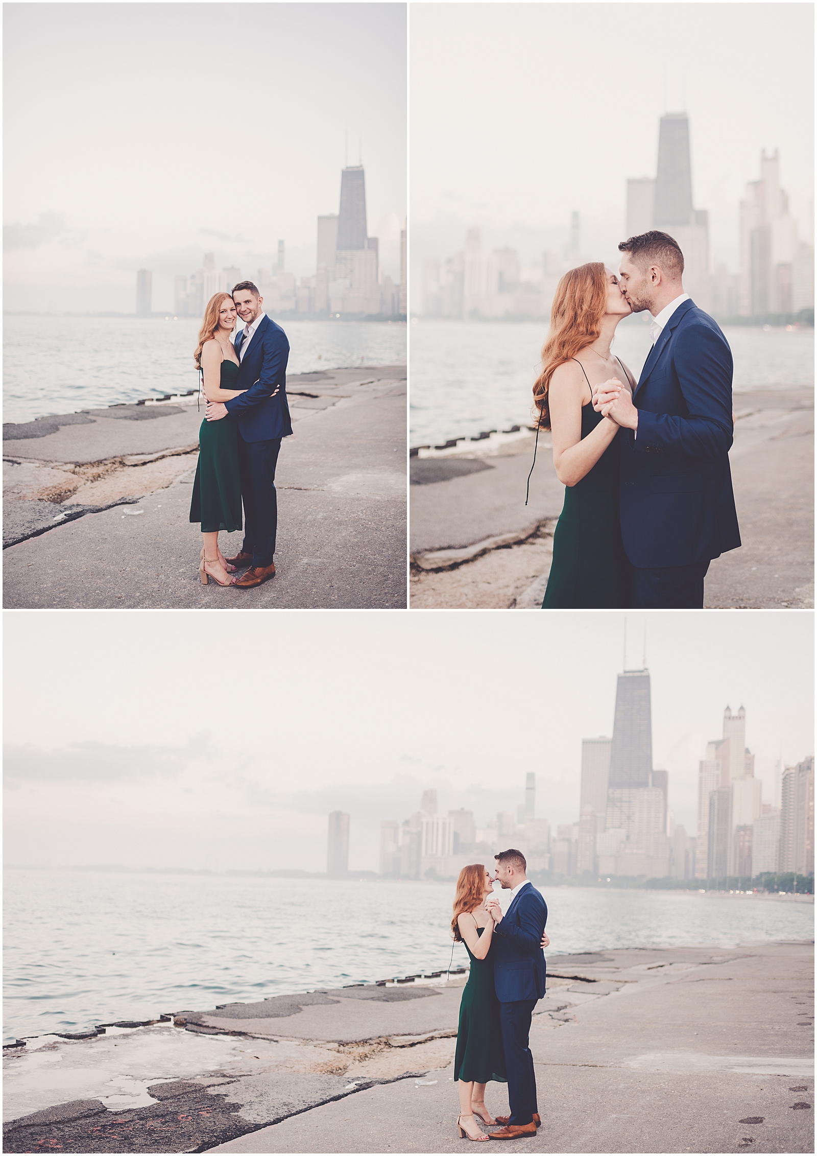 Stephanie and Dan's summer riverwalk & skyline engagement photos in Chicago with Chicagoland wedding photographer Kara Evans Photographer.