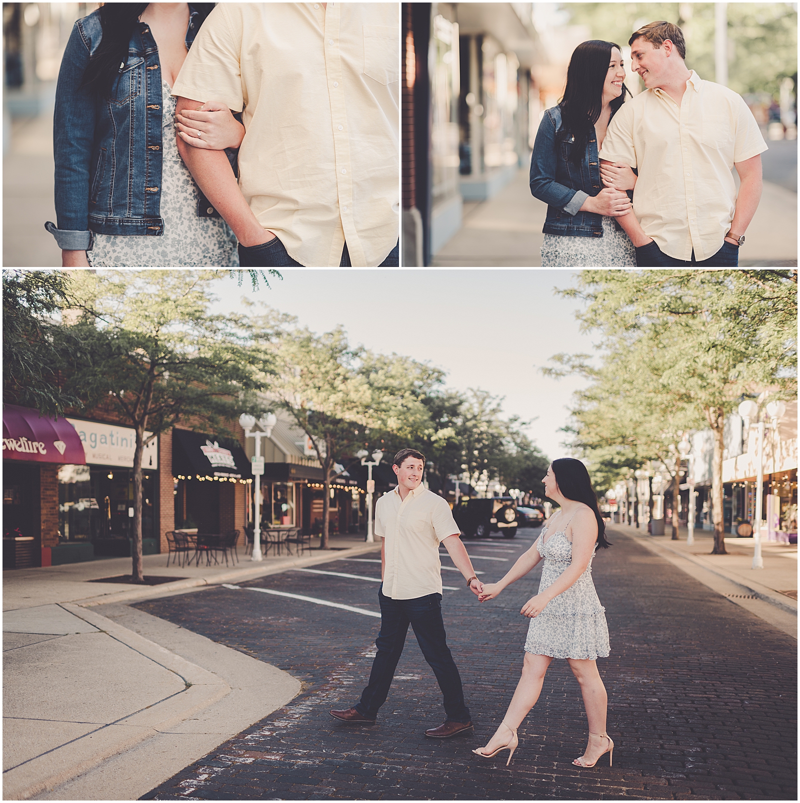 Kylie and Noah's Silver Beach engagement photos in St. Joseph, Michigan with Chicagoland wedding photographer Kara Evans Photographer.