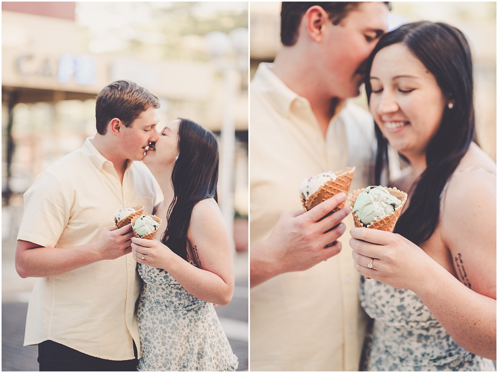 Kylie and Noah's Silver Beach engagement photos in St. Joseph, Michigan with Chicagoland wedding photographer Kara Evans Photographer.